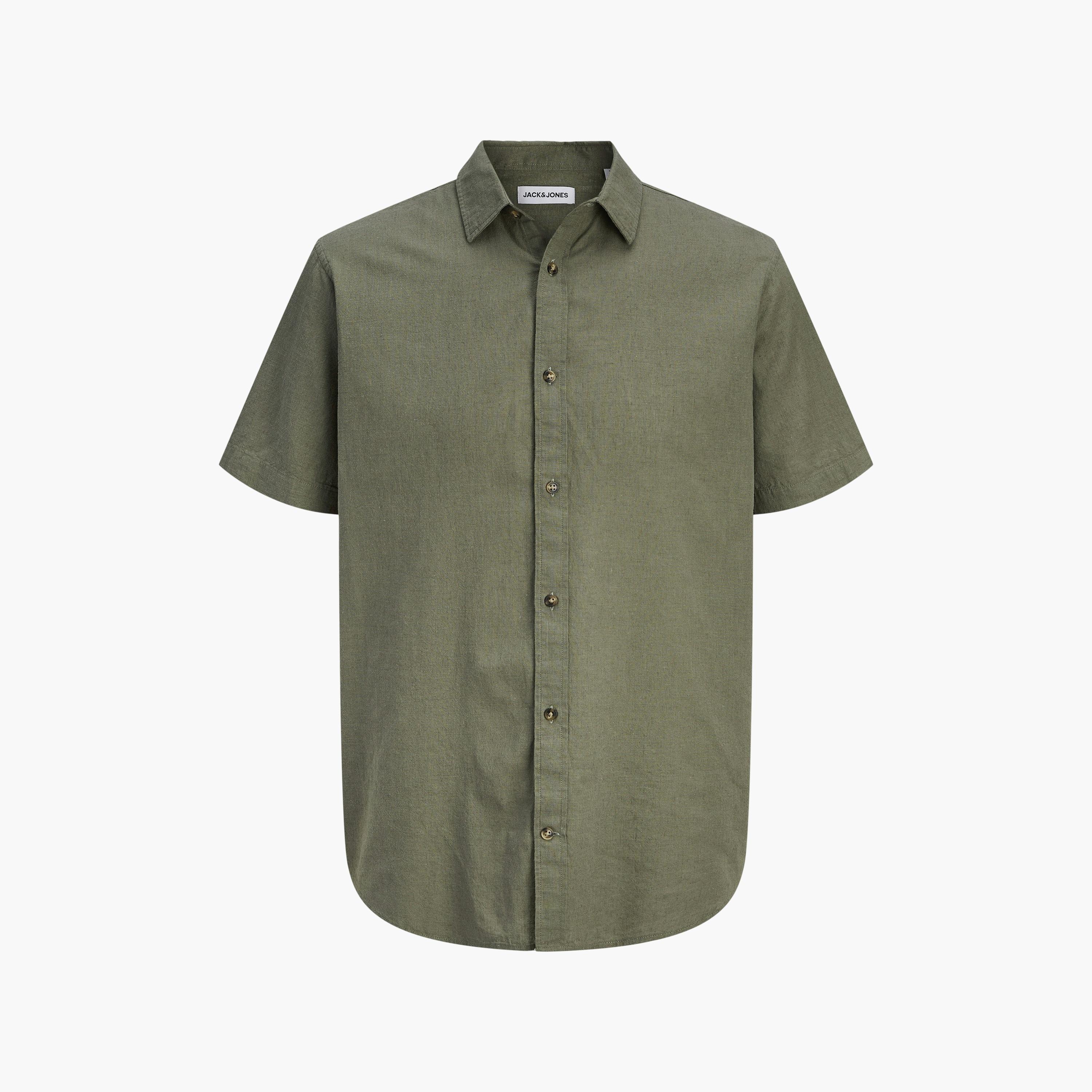 Jack & Jones Regular Fit Plain Spread Collar Short Sleeves Men's Shirt-men-clothing-shirts-image-7