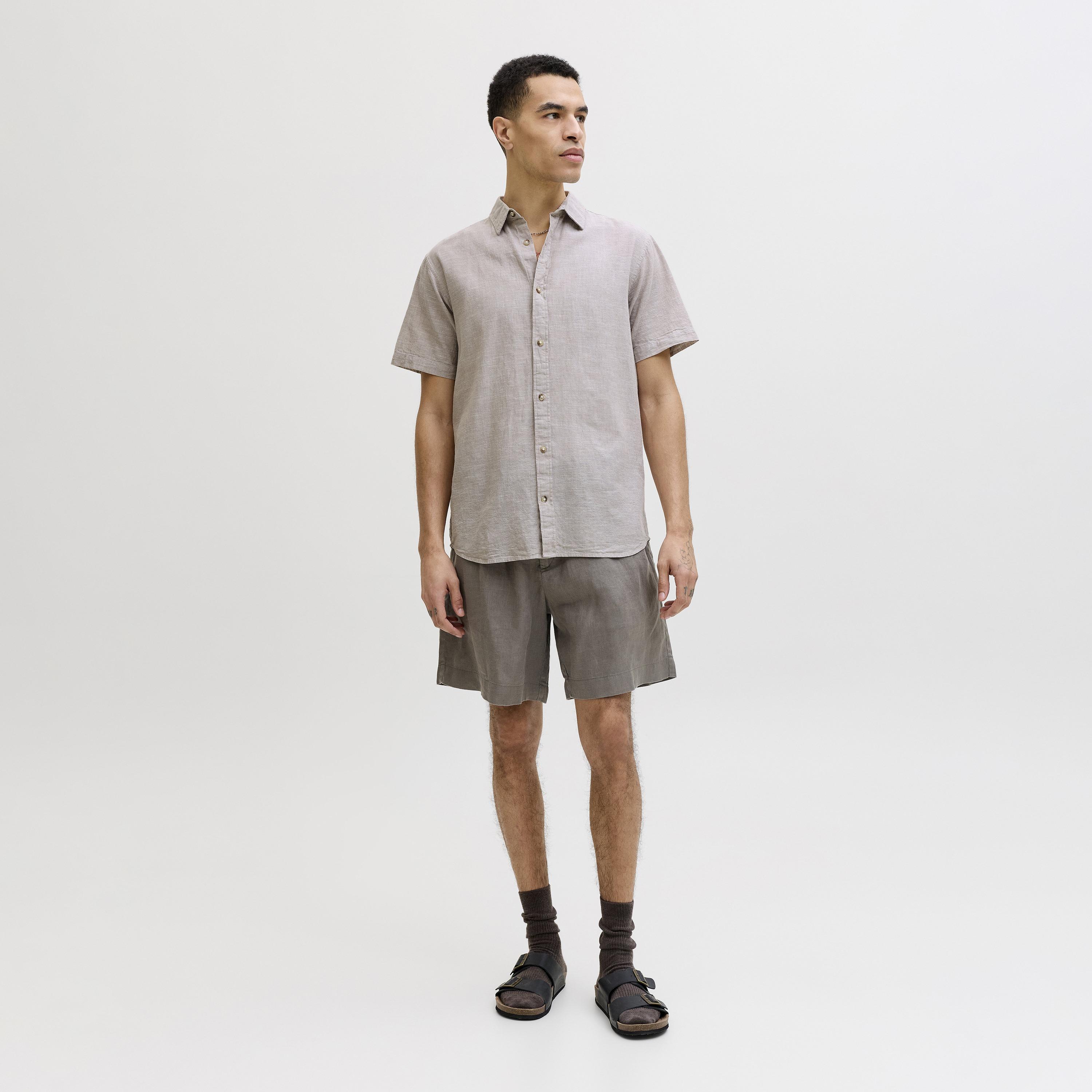 Jack & Jones Regular Fit Plain Spread Collar Short Sleeves Men's Shirt-men-clothing-shirts-image-2