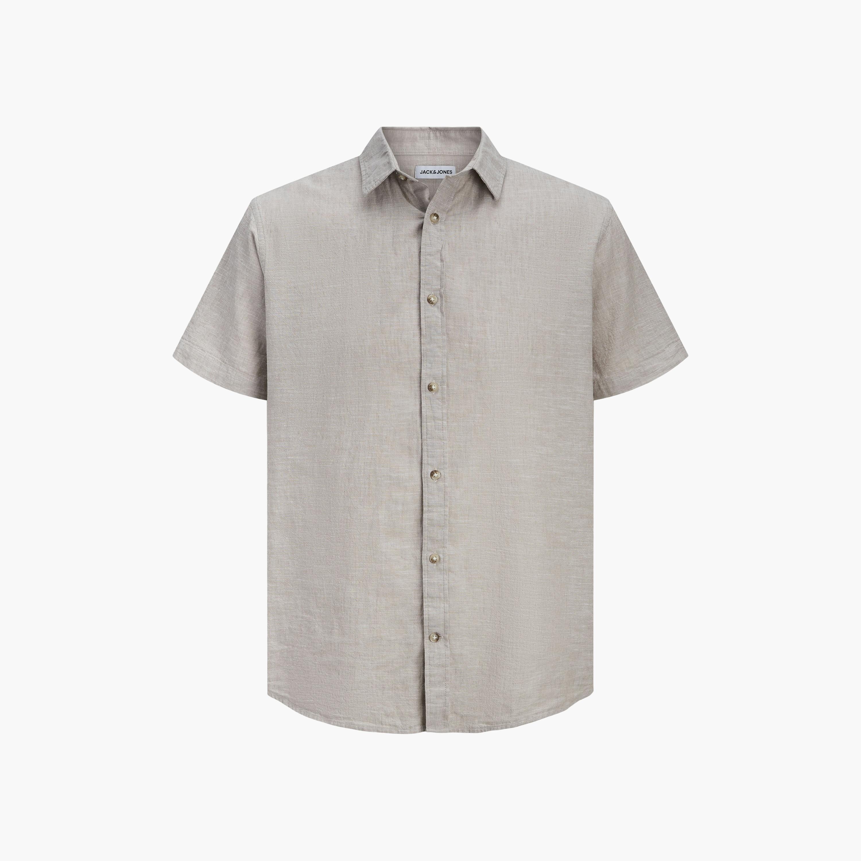 Jack & Jones Regular Fit Plain Spread Collar Short Sleeves Men's Shirt-men-clothing-shirts-image-7