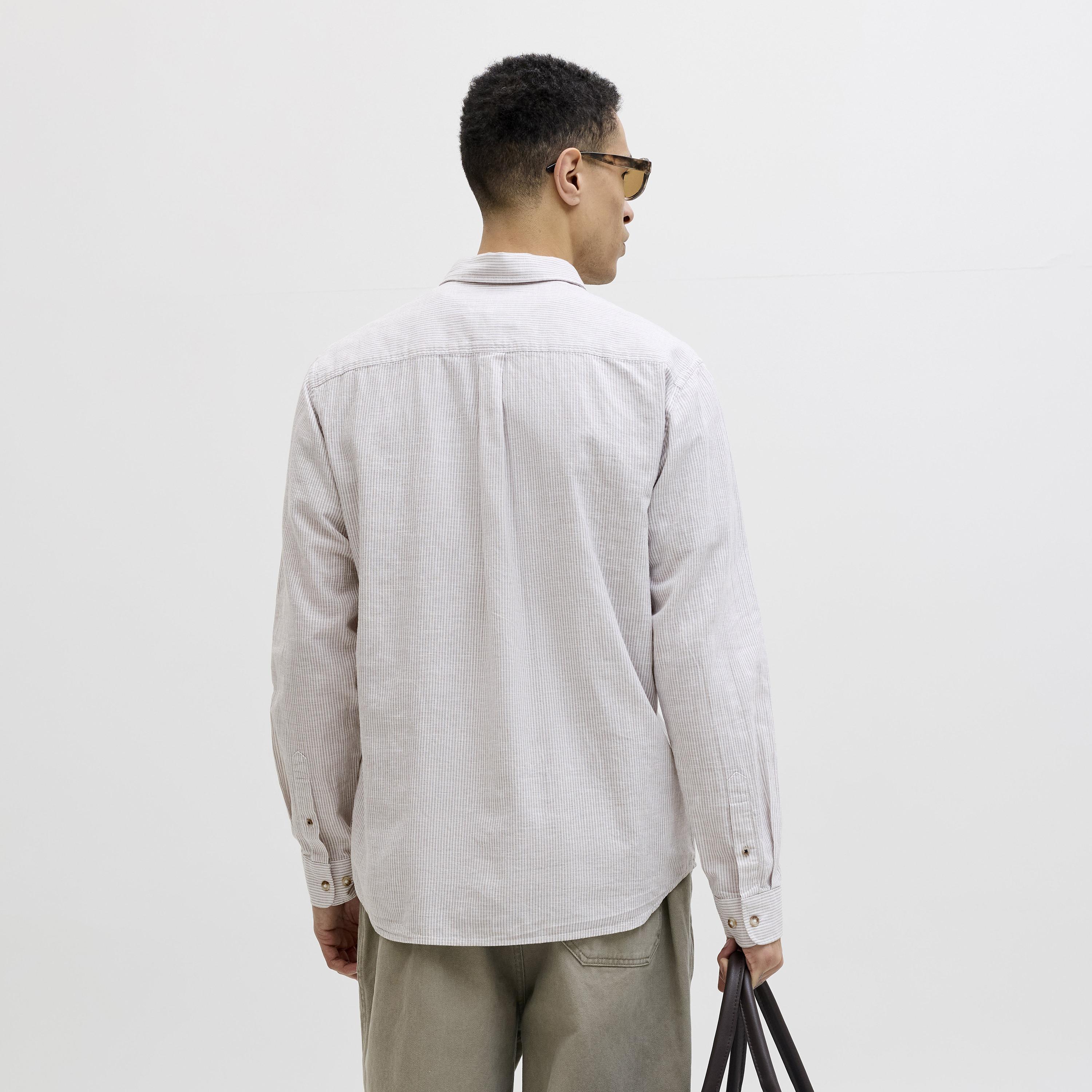 Jack & Jones Regular Fit Striped Spread Collar Long Sleeves Men's Shirt-men-clothing-shirts-image-4
