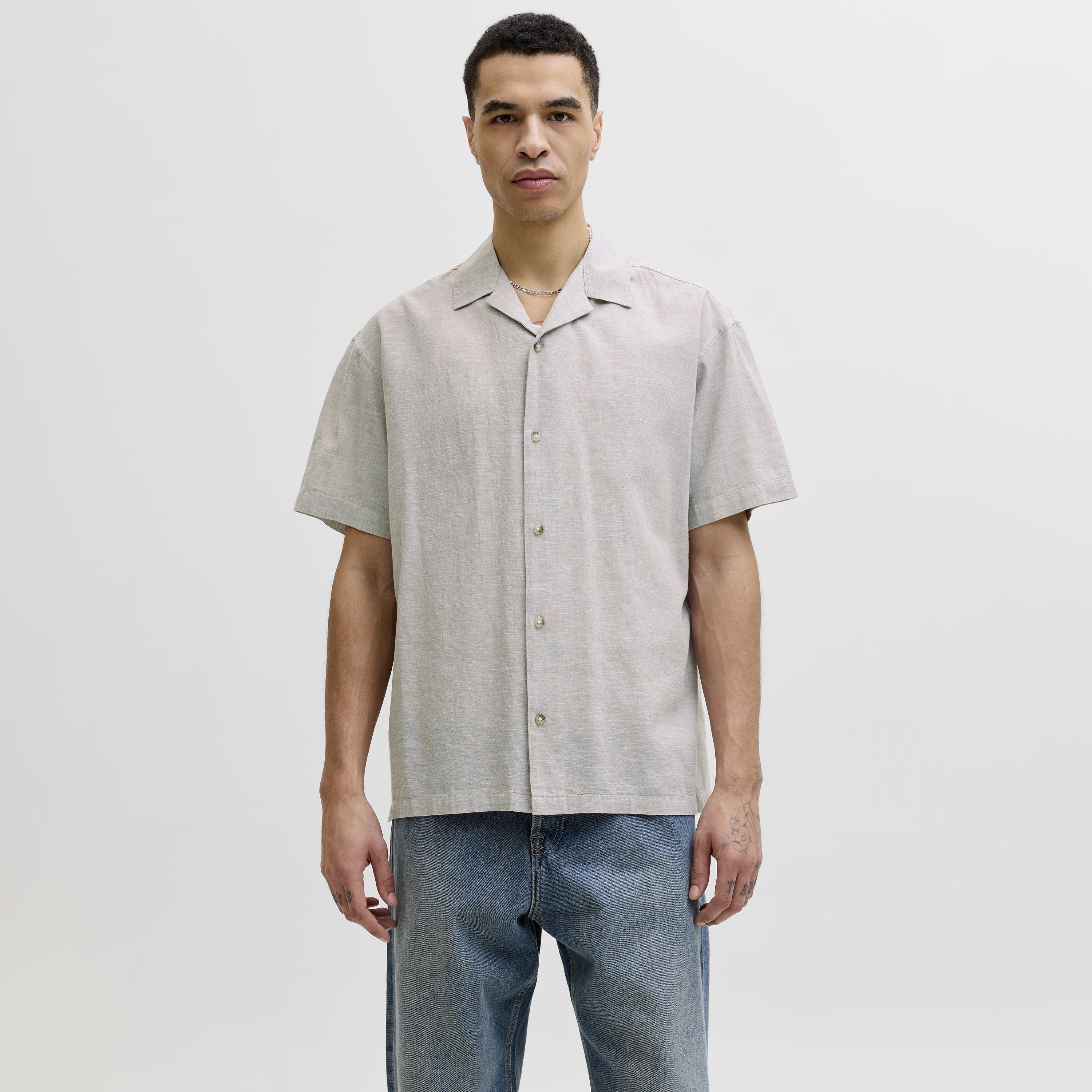 Jack & Jones Regular Fit Plain Resort Collar Short Sleeves Men's Shirt-men-clothing-shirts-image-1