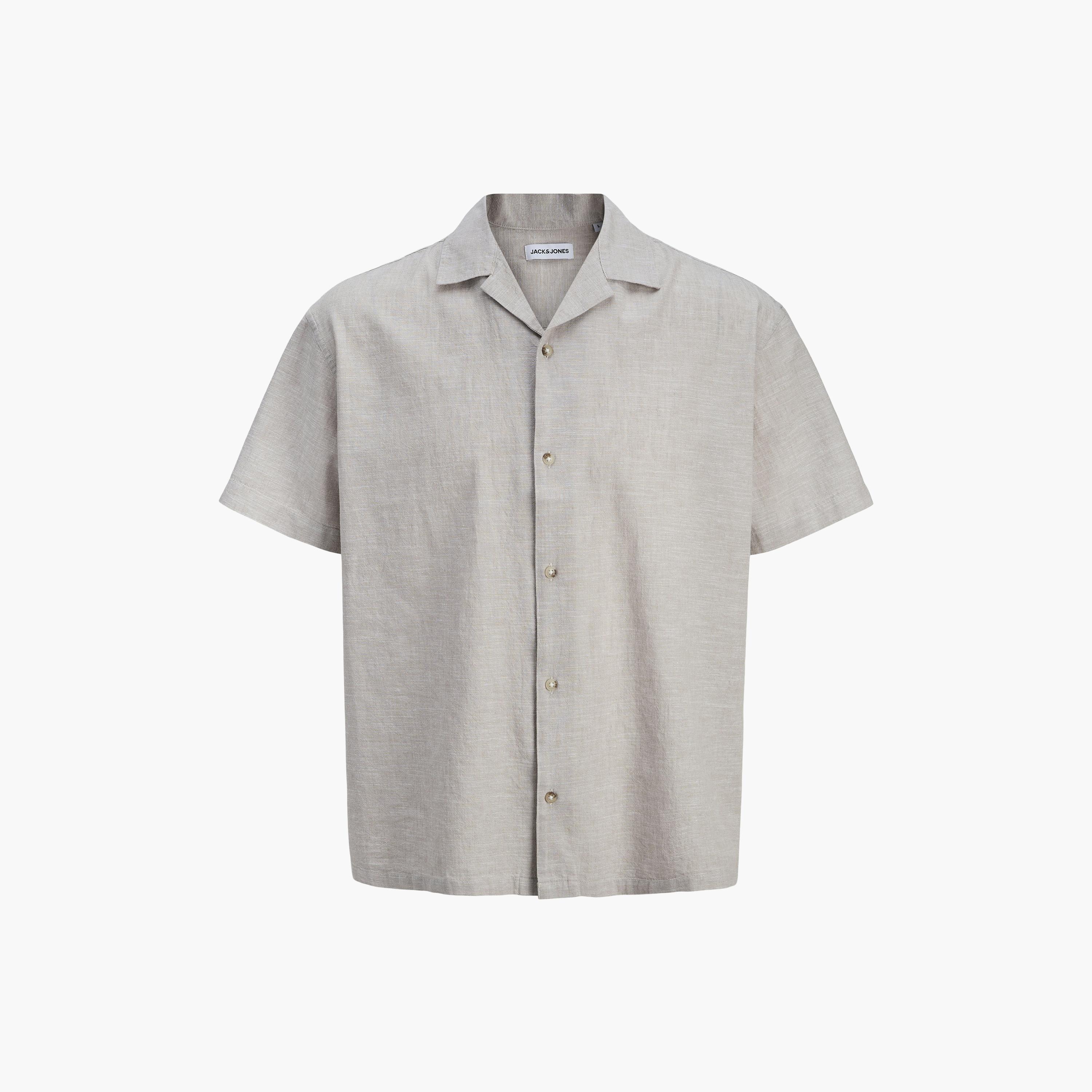 Jack & Jones Regular Fit Plain Resort Collar Short Sleeves Men's Shirt-men-clothing-shirts-image-7