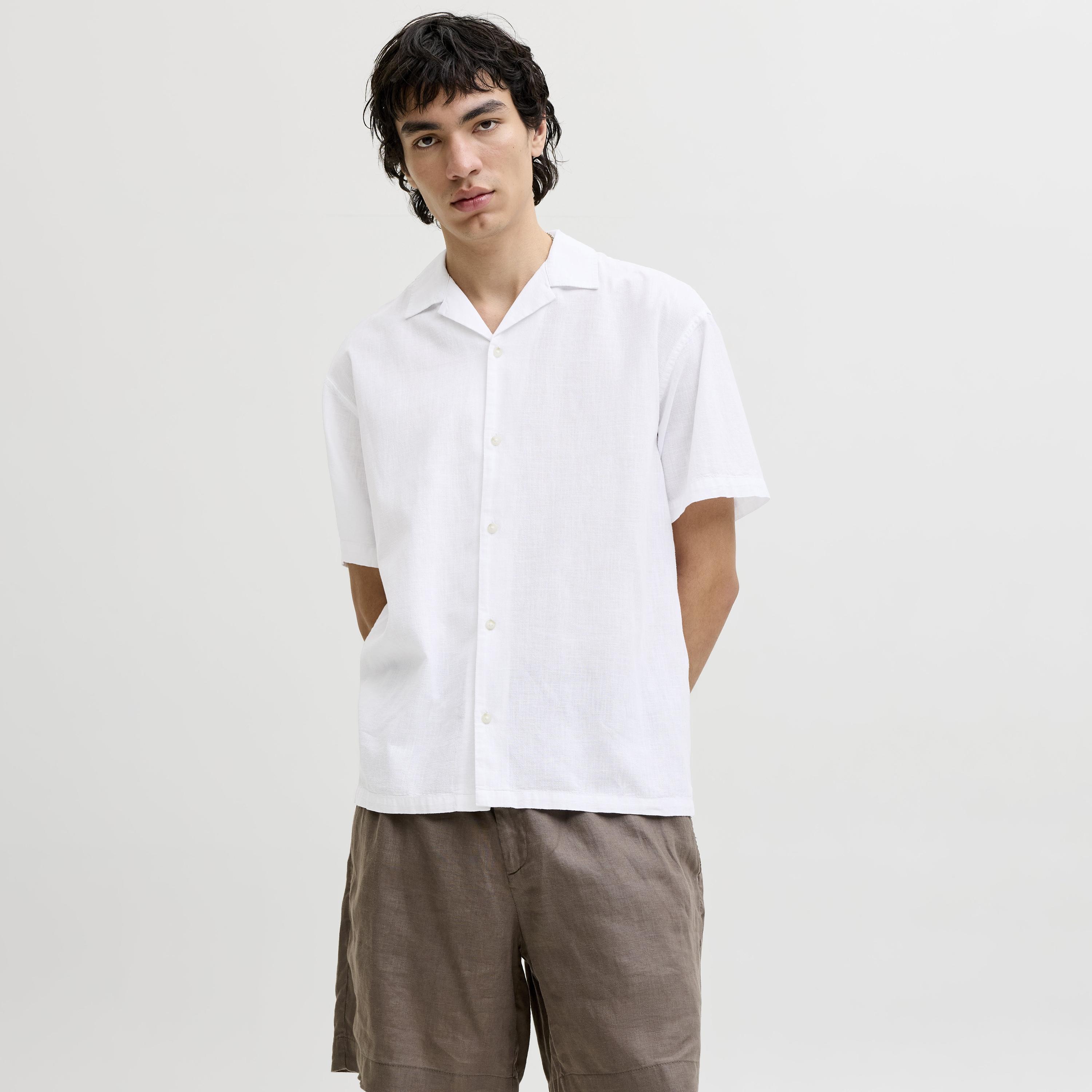Jack & Jones Regular Fit Plain Resort Collar Short Sleeves Men's Shirt-men-clothing-shirts-image-1