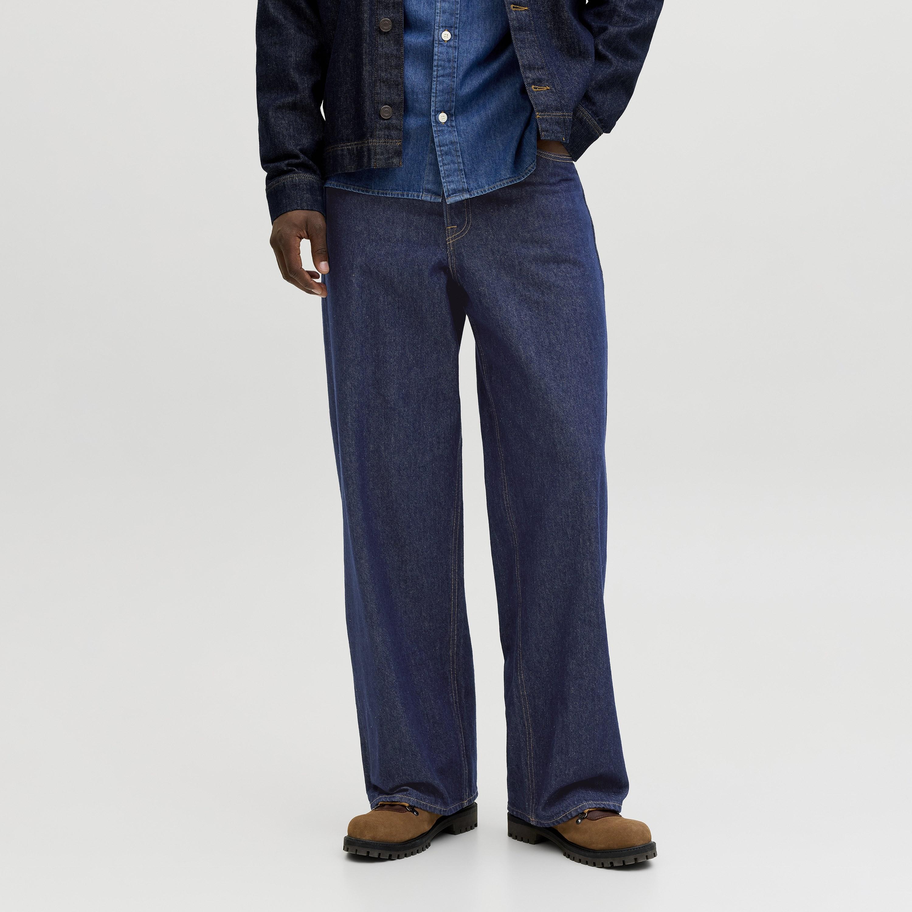 Jack & Jones Wide Leg Fit Dark Washed Mid-Rise Men's Jeans-men-clothing-bottoms-jeans-image-1