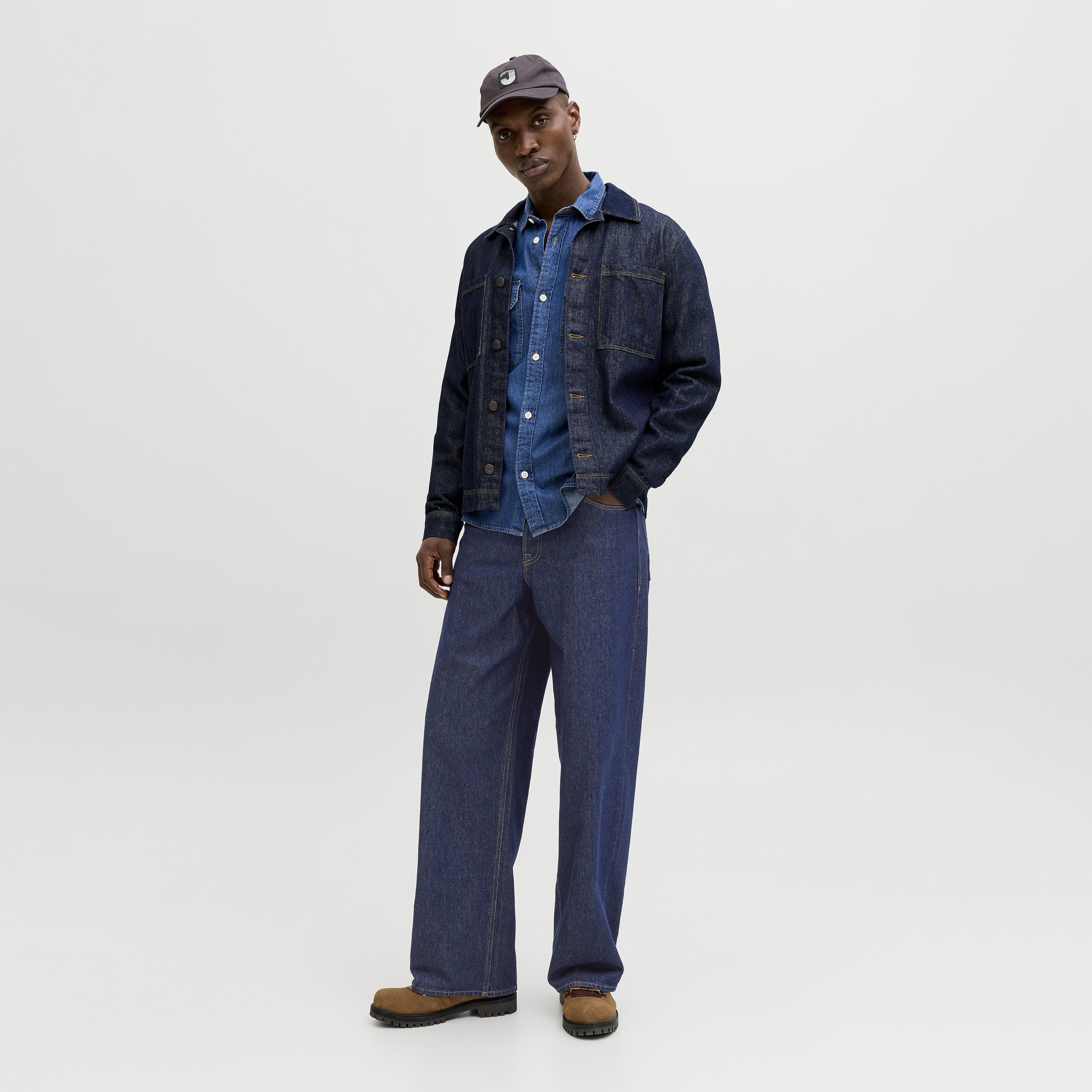 Jack & Jones Wide Leg Fit Dark Washed Mid-Rise Men's Jeans-men-clothing-bottoms-jeans-image-2