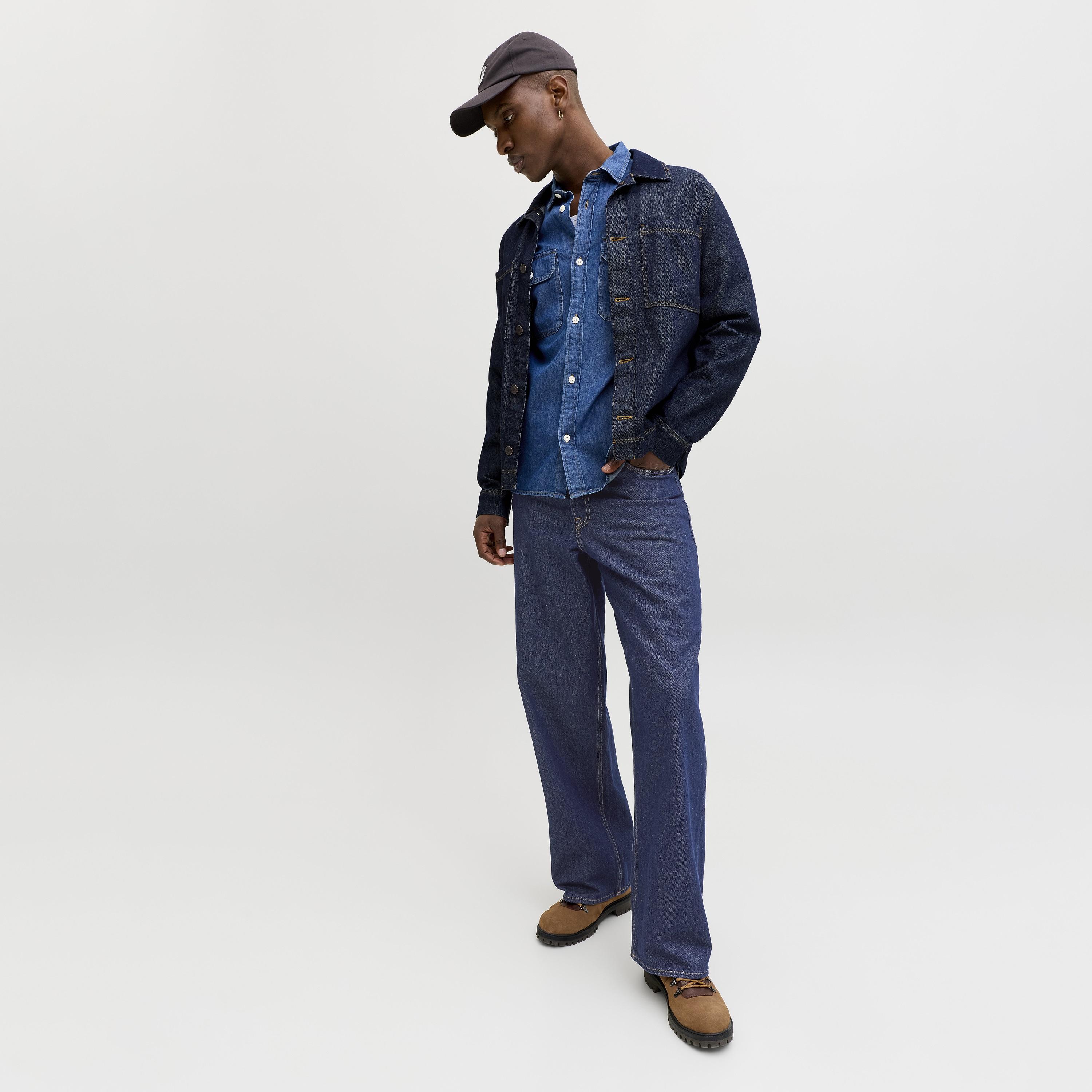 Jack & Jones Wide Leg Fit Dark Washed Mid-Rise Men's Jeans-men-clothing-bottoms-jeans-image-6