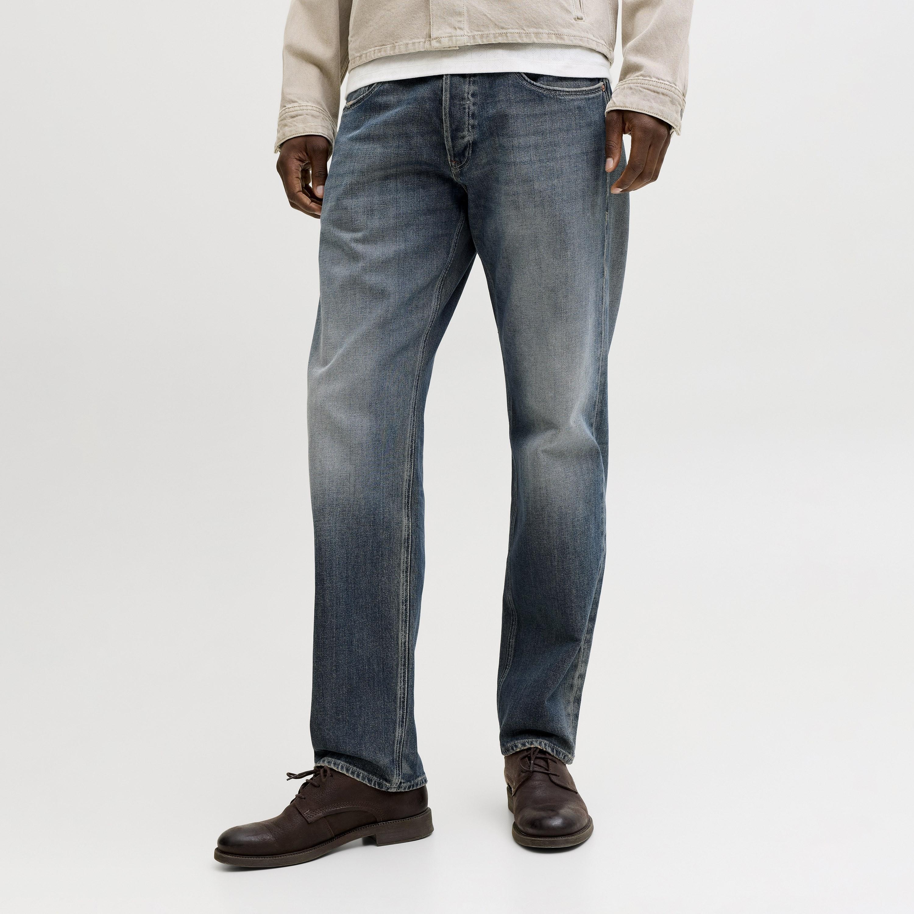 Jack & Jones Tapered Fit Mid Washed Mid-Rise Men's Jeans-men-clothing-bottoms-jeans-image-1