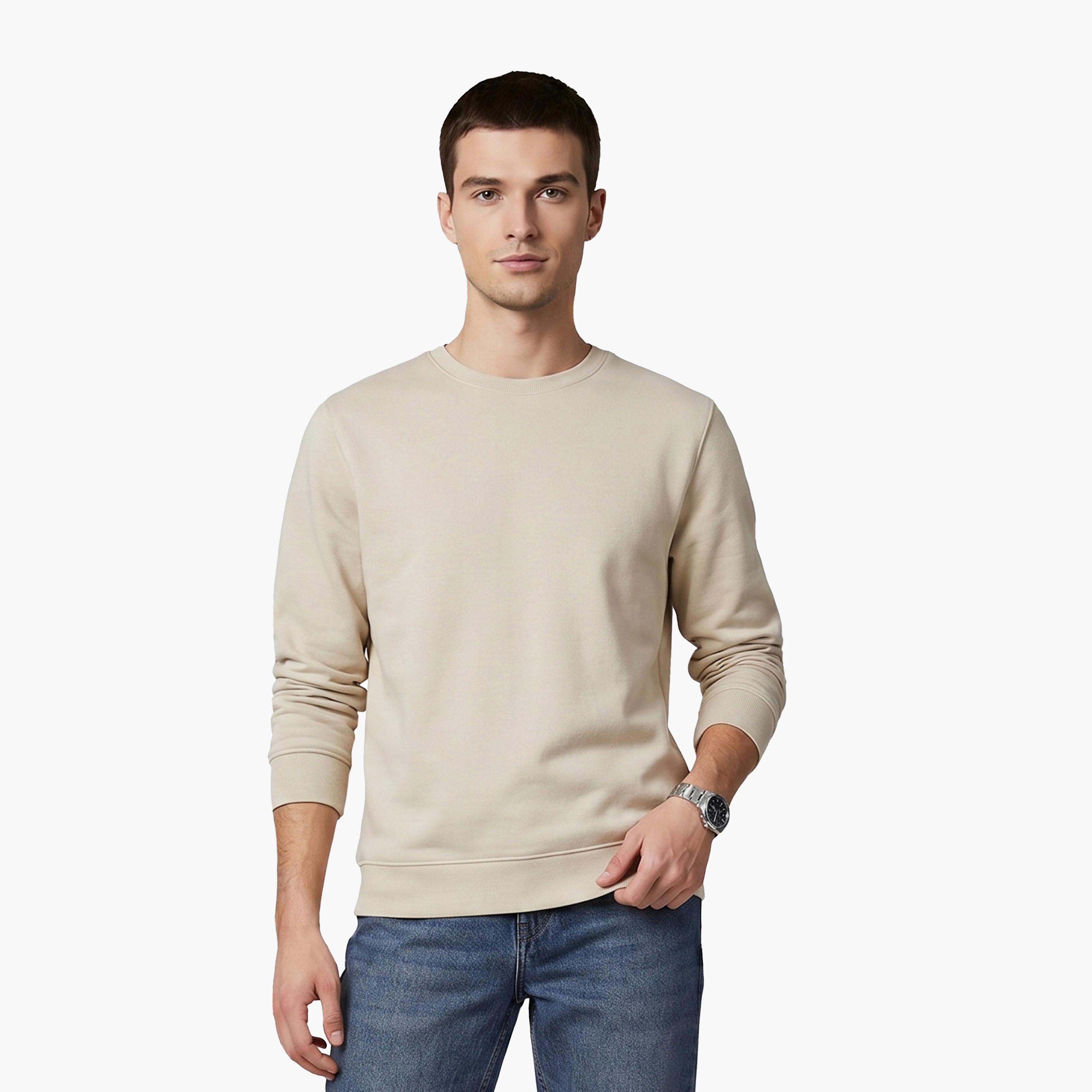 سويت شيرت رجالي جاك آند جونز سادة بياقة مستديرة وأكمام طويلة-men-winterwear-hoodiesandsweatshirts-image-1
