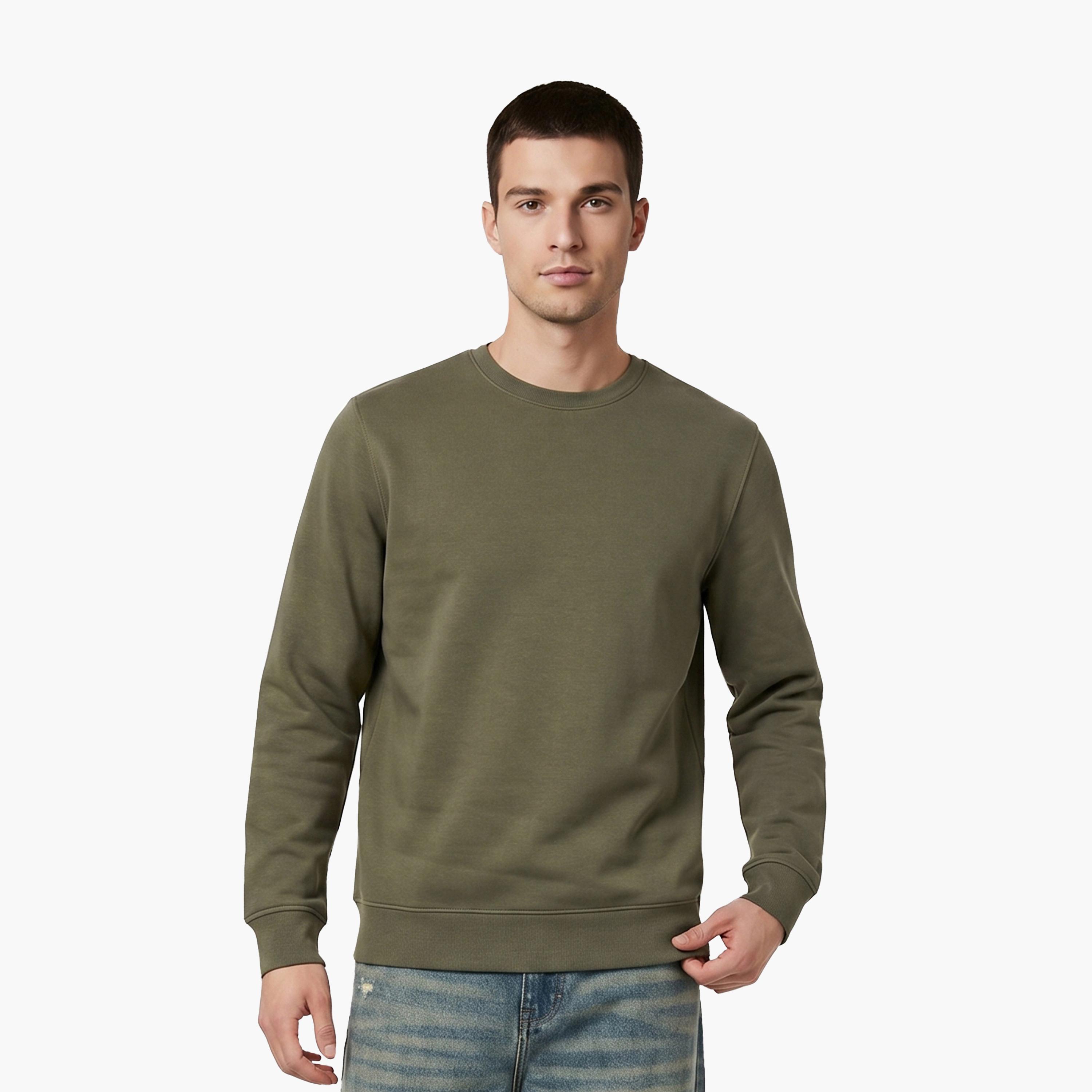 Jack & Jones Plain Crew Neck Long Sleeves Men's Sweatshirt-men-winterwear-hoodiesandsweatshirts-image-1