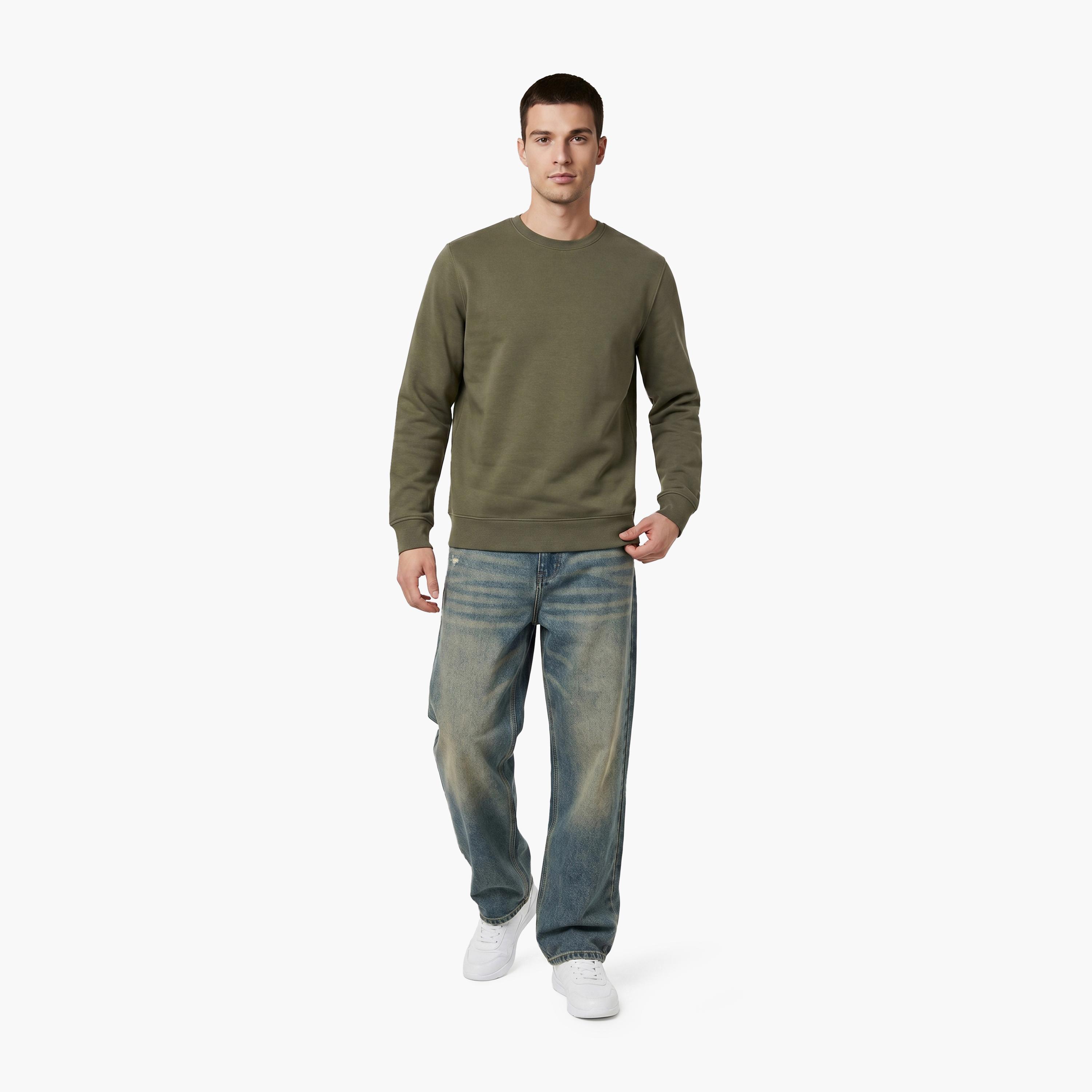 Jack & Jones Plain Crew Neck Long Sleeves Men's Sweatshirt-men-winterwear-hoodiesandsweatshirts-image-2