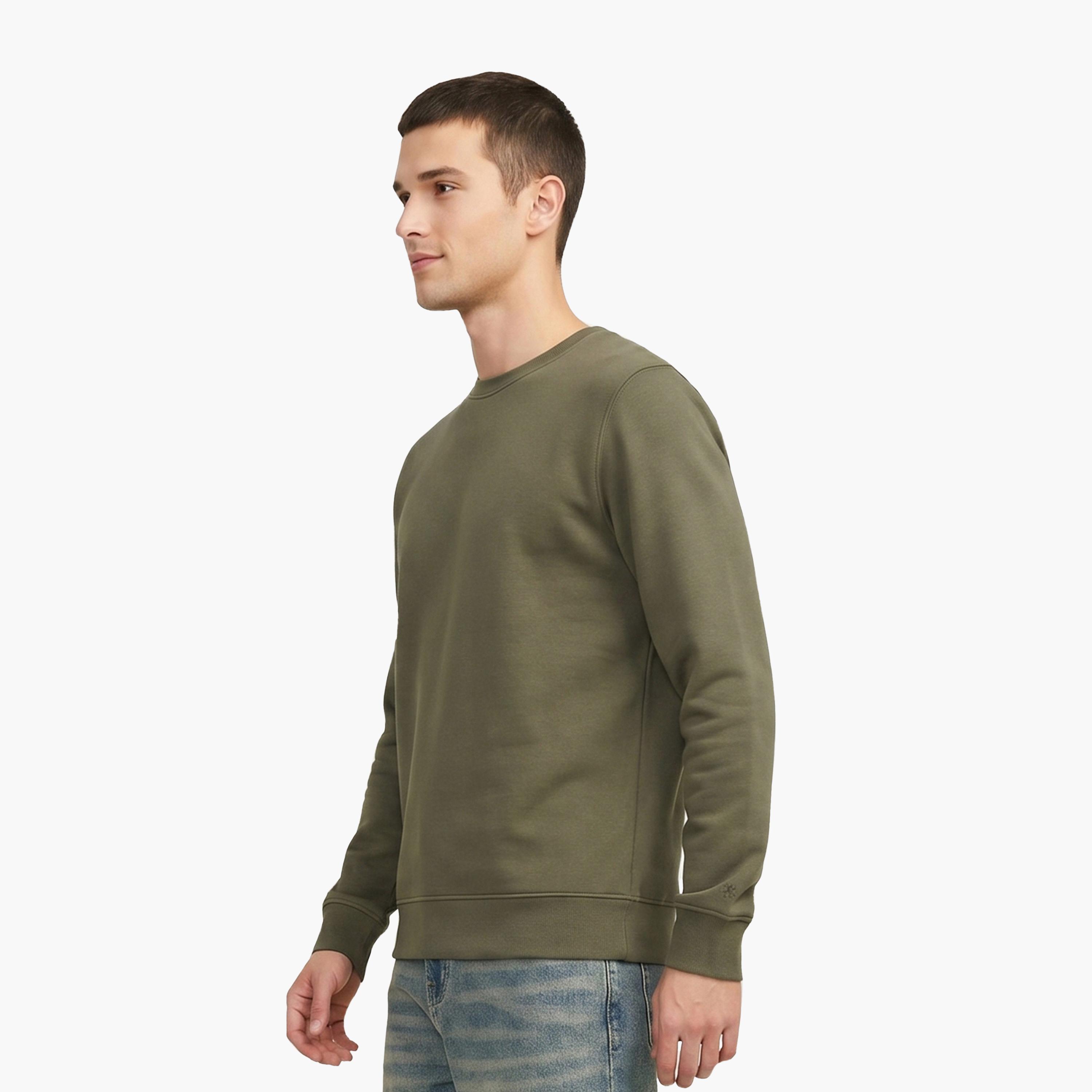 Jack & Jones Plain Crew Neck Long Sleeves Men's Sweatshirt-men-winterwear-hoodiesandsweatshirts-image-3