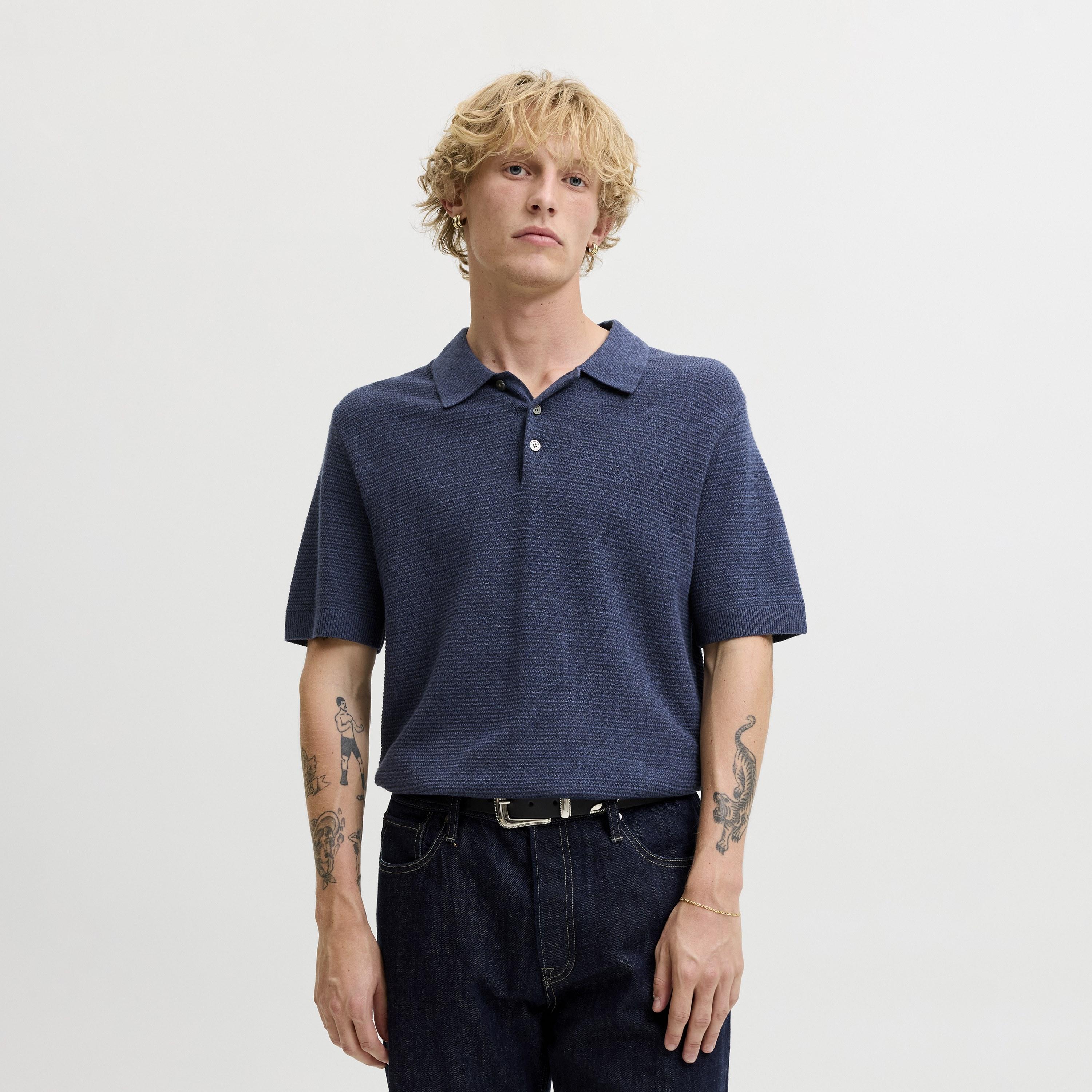 قميص بولو رجالي محبوك بأكمام قصيرة وياقة من جاك آند جونز-men-clothing-tshirtsandpolos-polos-image-1