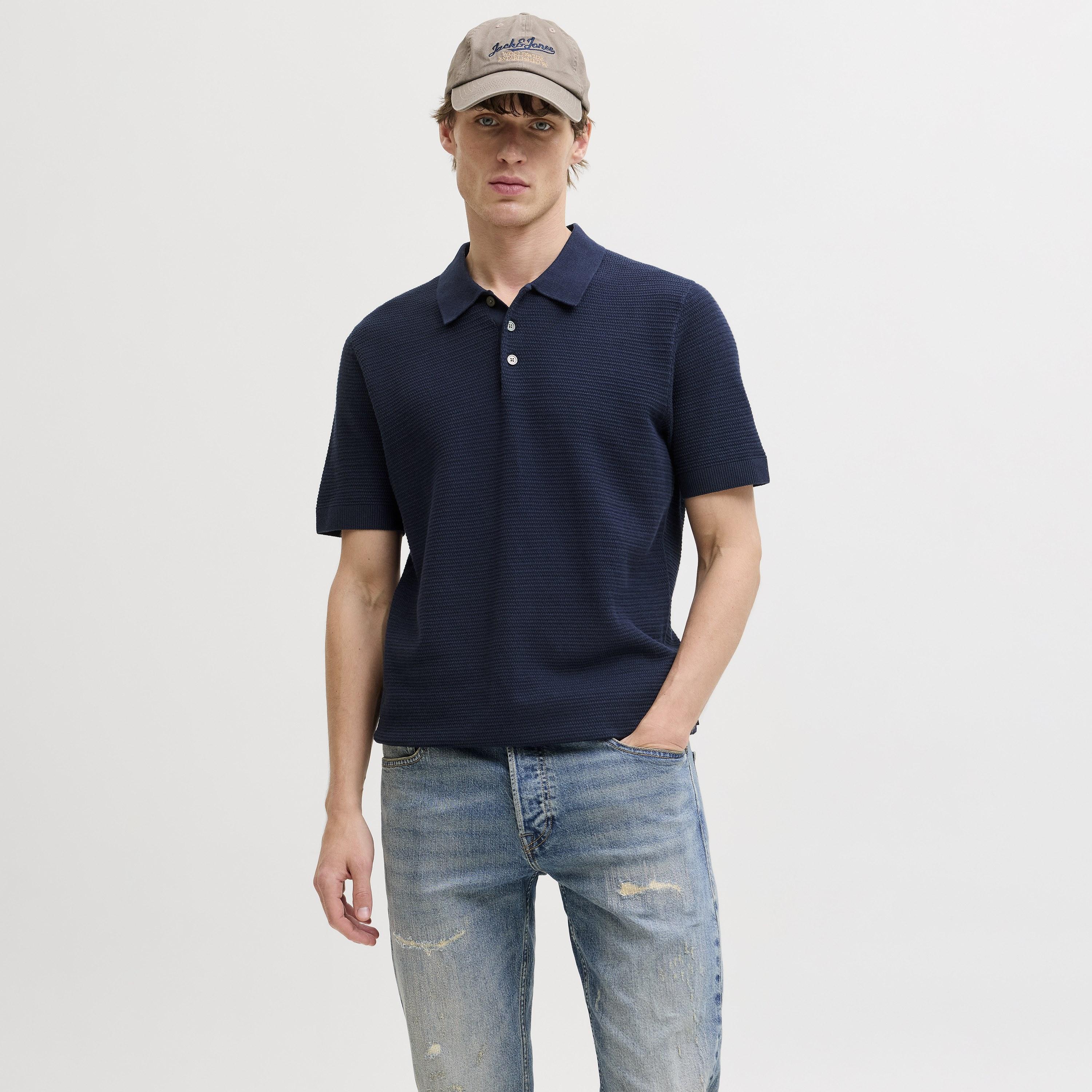 قميص بولو رجالي محبوك بأكمام قصيرة وياقة من جاك آند جونز-men-clothing-tshirtsandpolos-polos-image-1