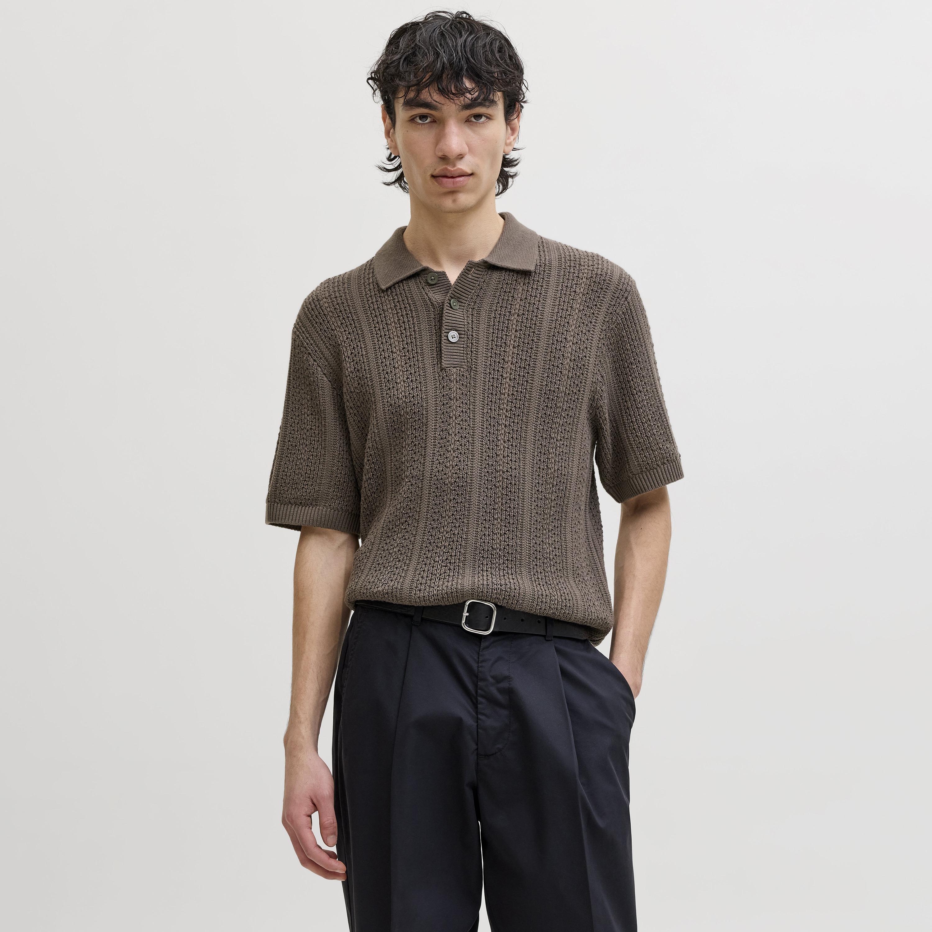 قميص بولو رجالي محبوك بأكمام قصيرة وياقة من جاك آند جونز-men-clothing-tshirtsandpolos-polos-image-1