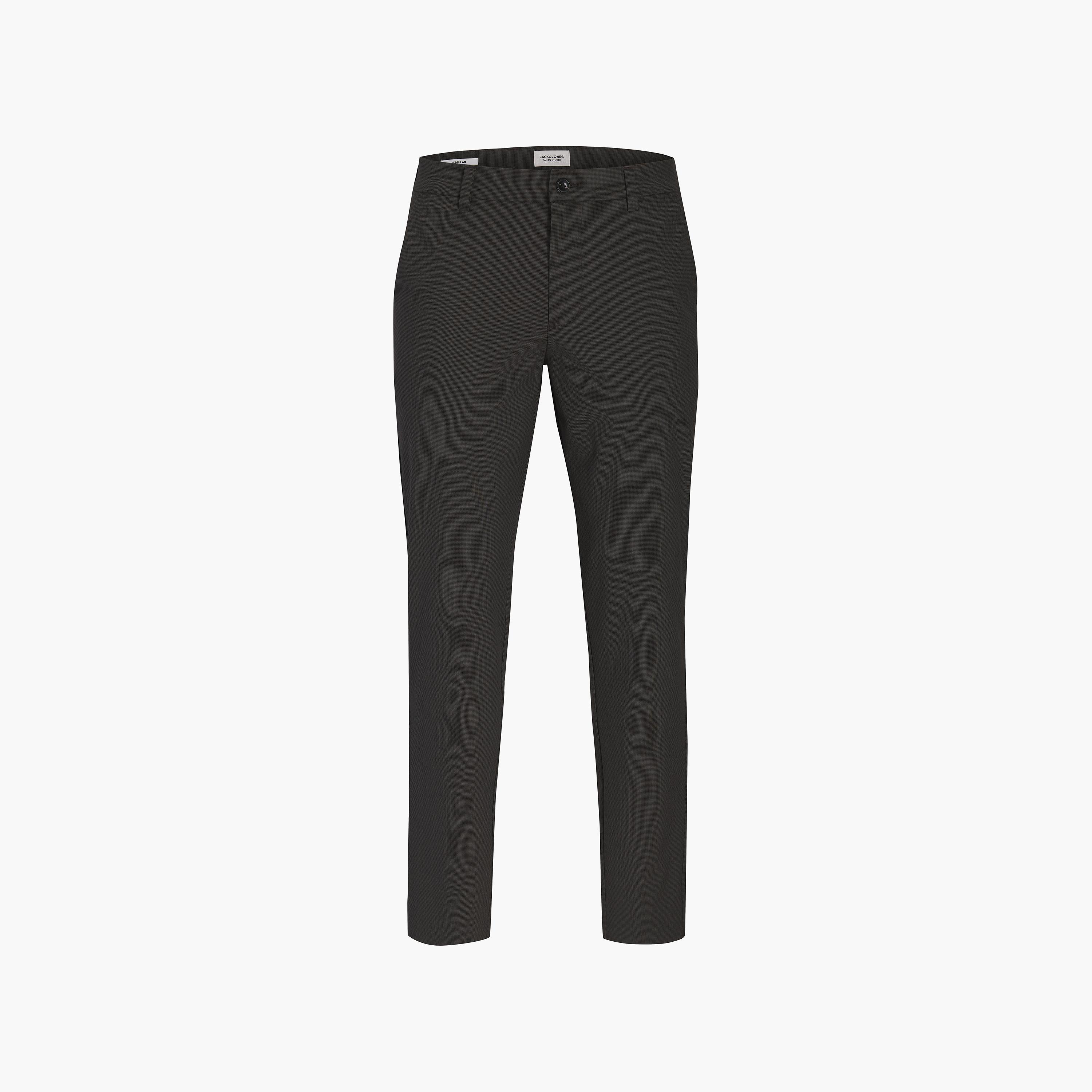 بنطلون رجالي سادة بخصر متوسط الارتفاع وقفل أزرار وسحاب من جاك آند جونز-men-clothing-bottoms-trousersandchinos-trousers-image-28
