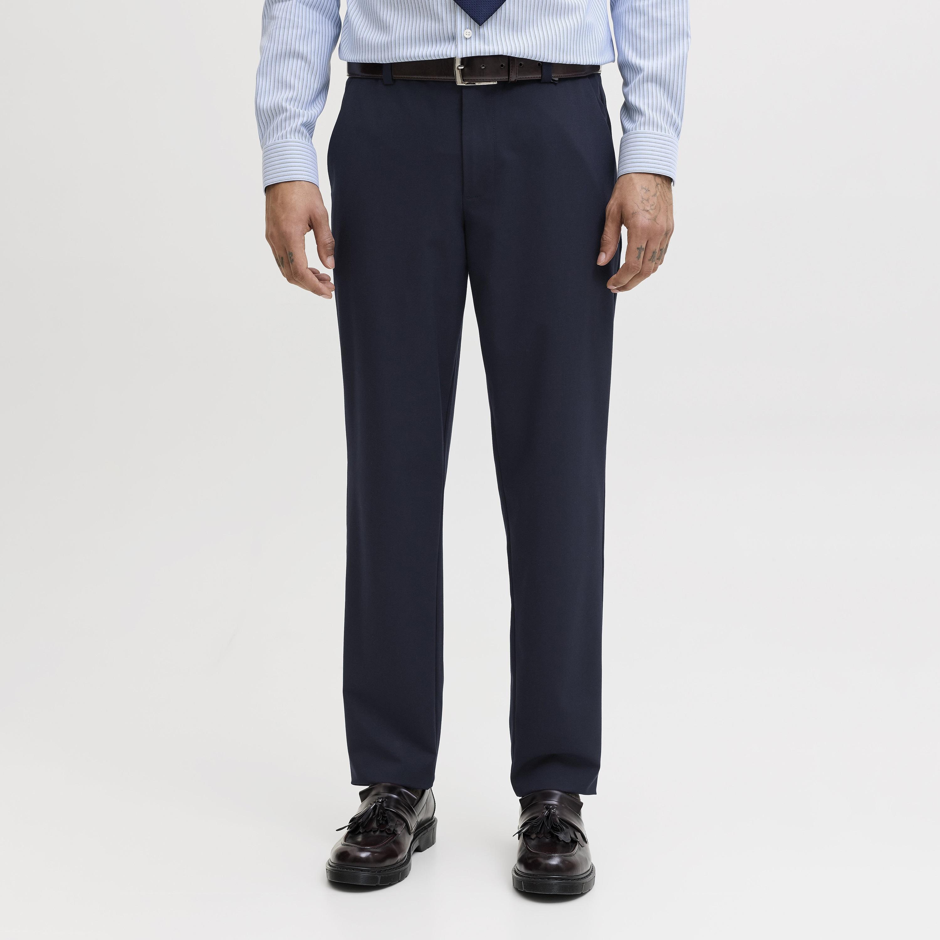 بنطلون رجالي سادة بخصر متوسط الارتفاع وقفل أزرار وسحاب من جاك آند جونز-men-clothing-bottoms-trousersandchinos-trousers-image-15