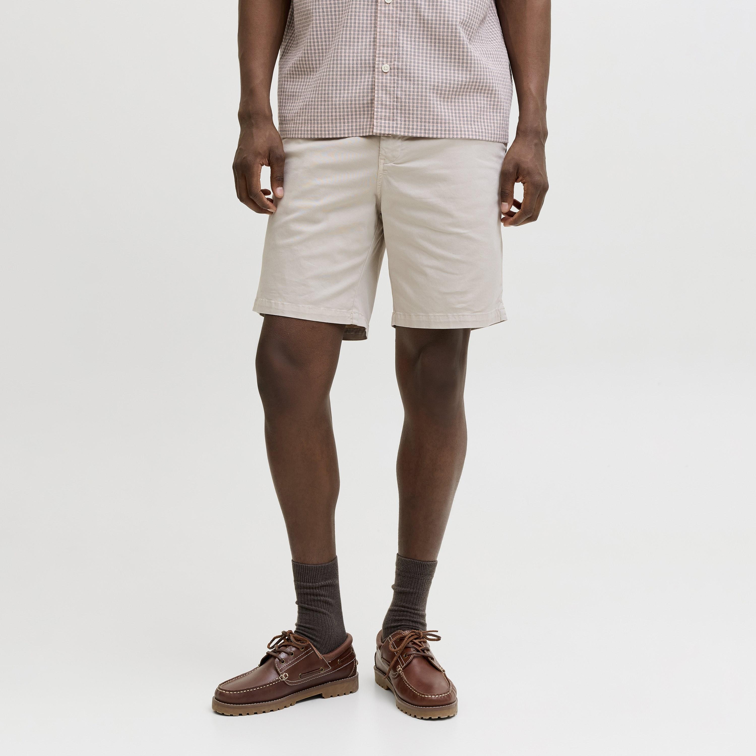 Jack & Jones Plain Mid-Rise Button and Zip Fly Men's Chino Shorts-men-clothing-bottoms-shorts-image-1