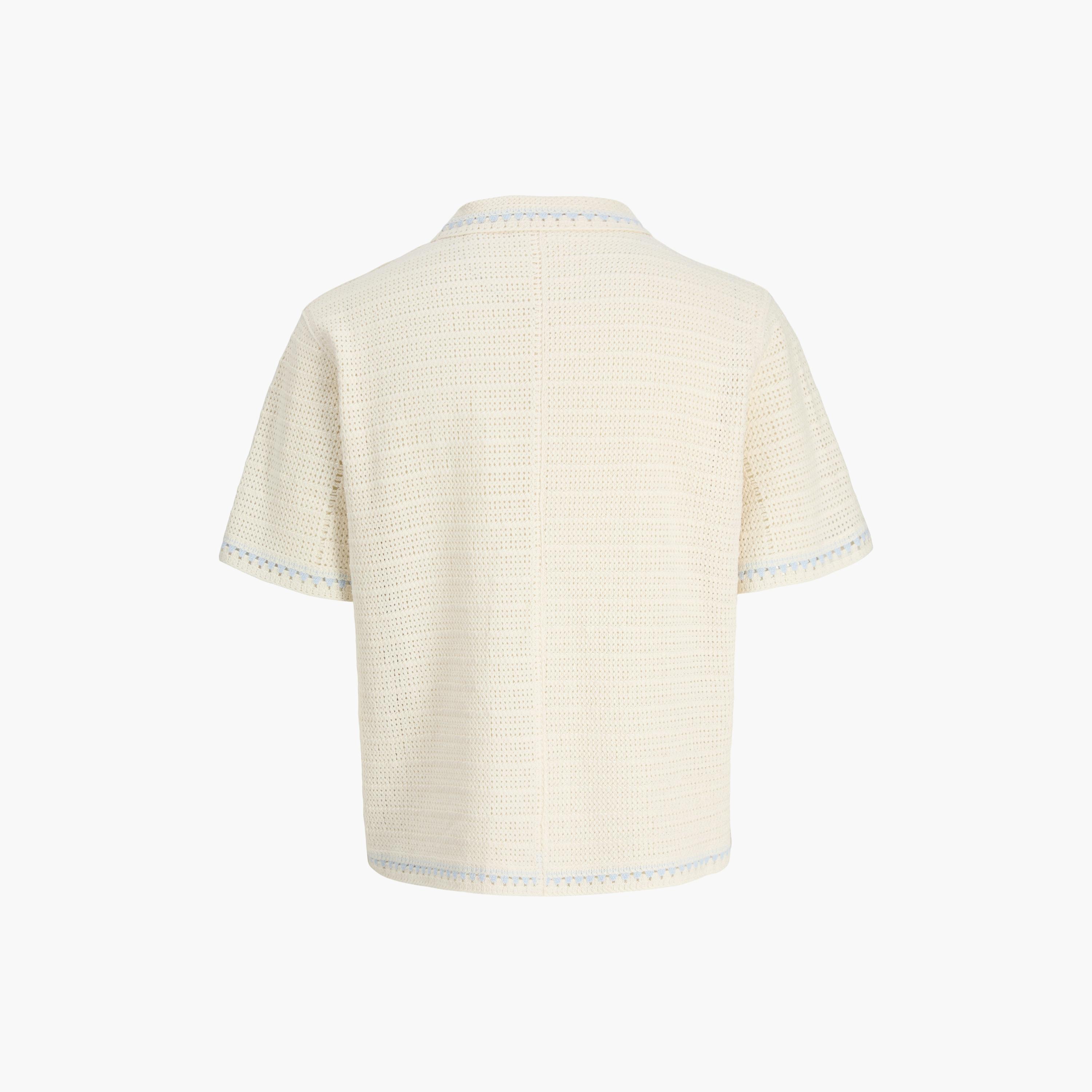 Jack & Jones Loose Fit Crochet Knit Spread Collar Short Sleeves Men's Shirt-men-clothing-shirts-image-8