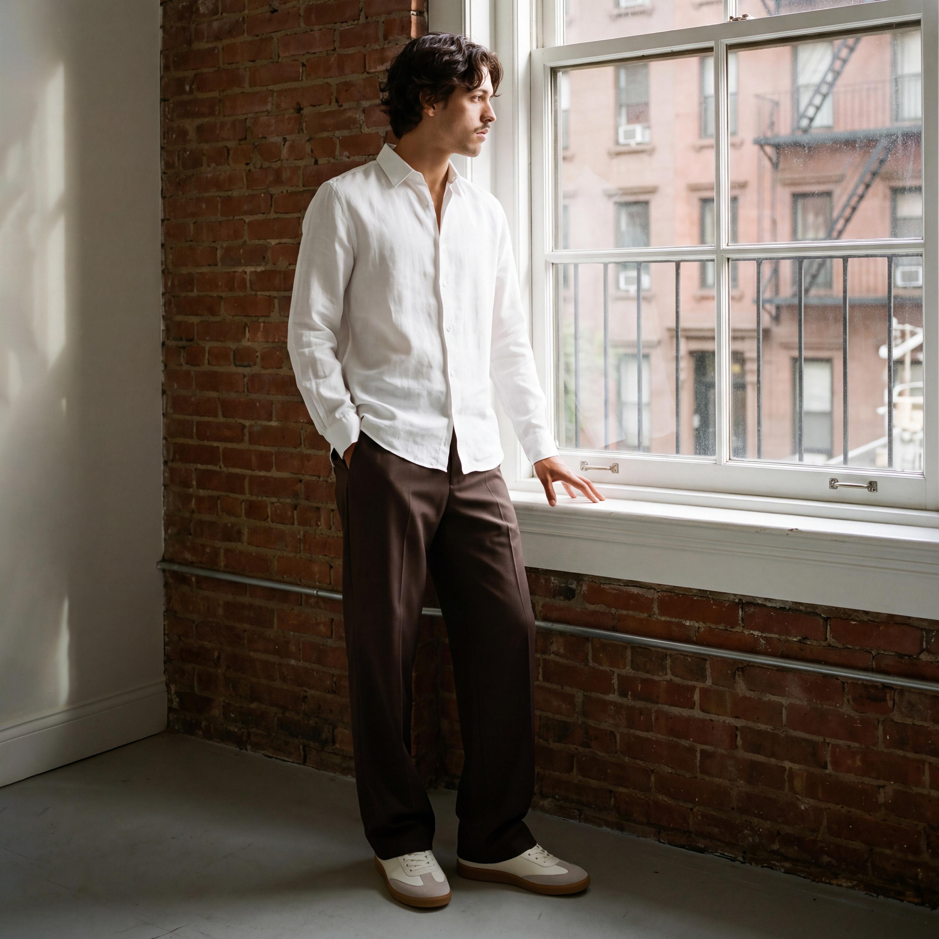 بنطلون رجالي سادة بخصر متوسط الارتفاع وقفل مشبك وسحاب من جاك آند جونز-men-clothing-bottoms-trousersandchinos-trousers-image-3