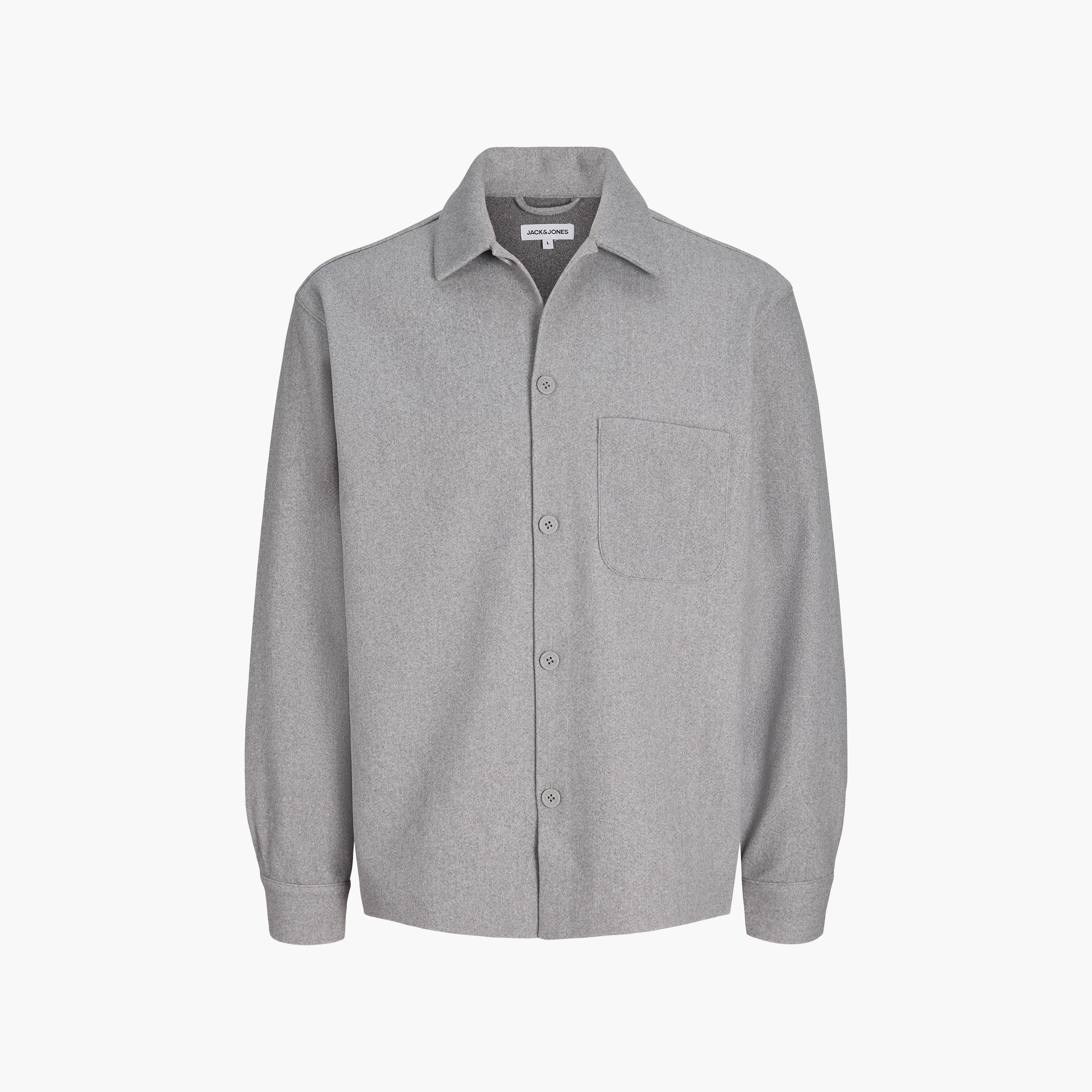 شاكيت رجالي سادة بقصة ريلاكس فيت بياقة سبريد وأكمام طويلة من جاك آند جونز-men-clothing-shirts-image-15
