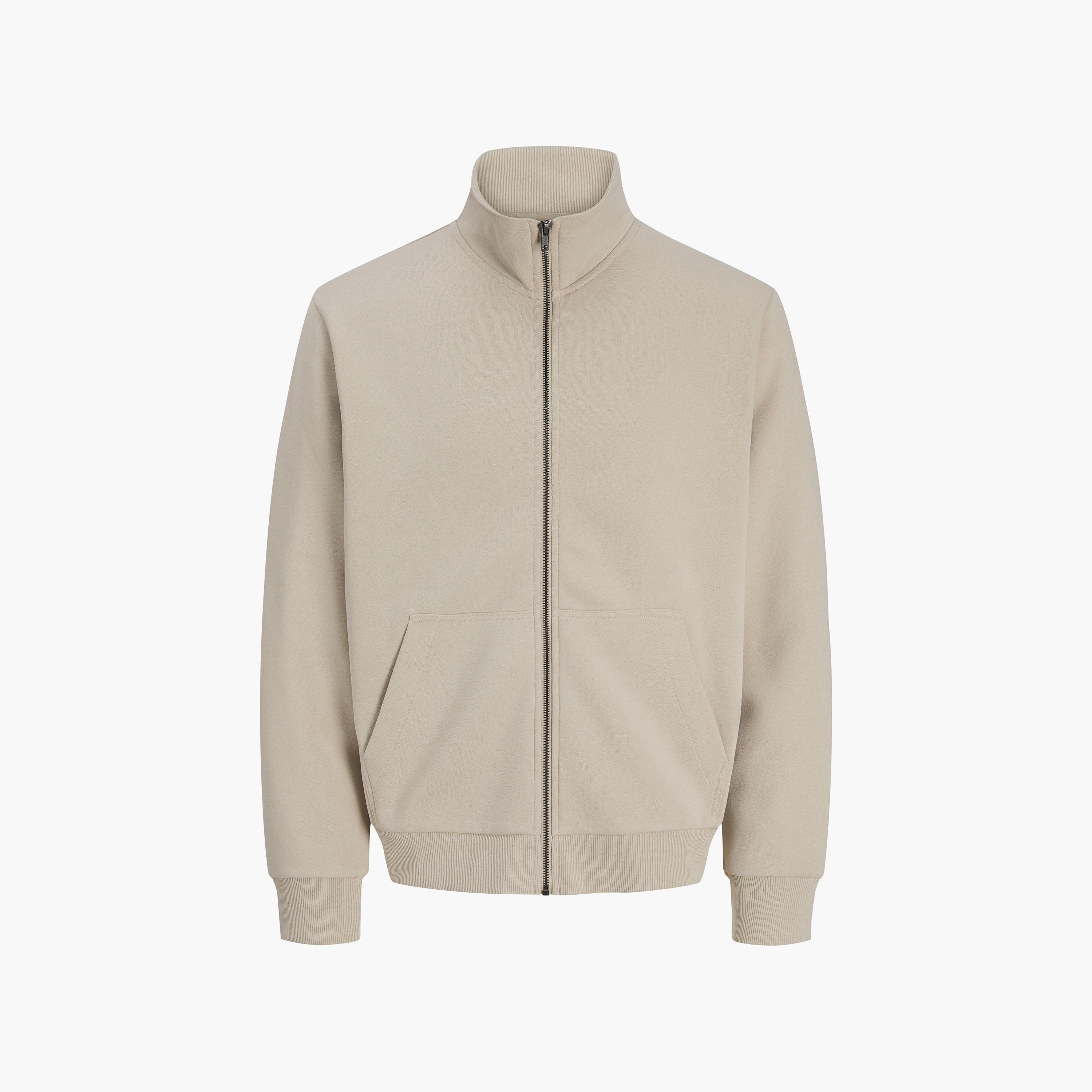 Jack & Jones Plain High Neck Long Sleeves Men's Zip Through Sweatshirt-men-winterwear-hoodiesandsweatshirts-image-15