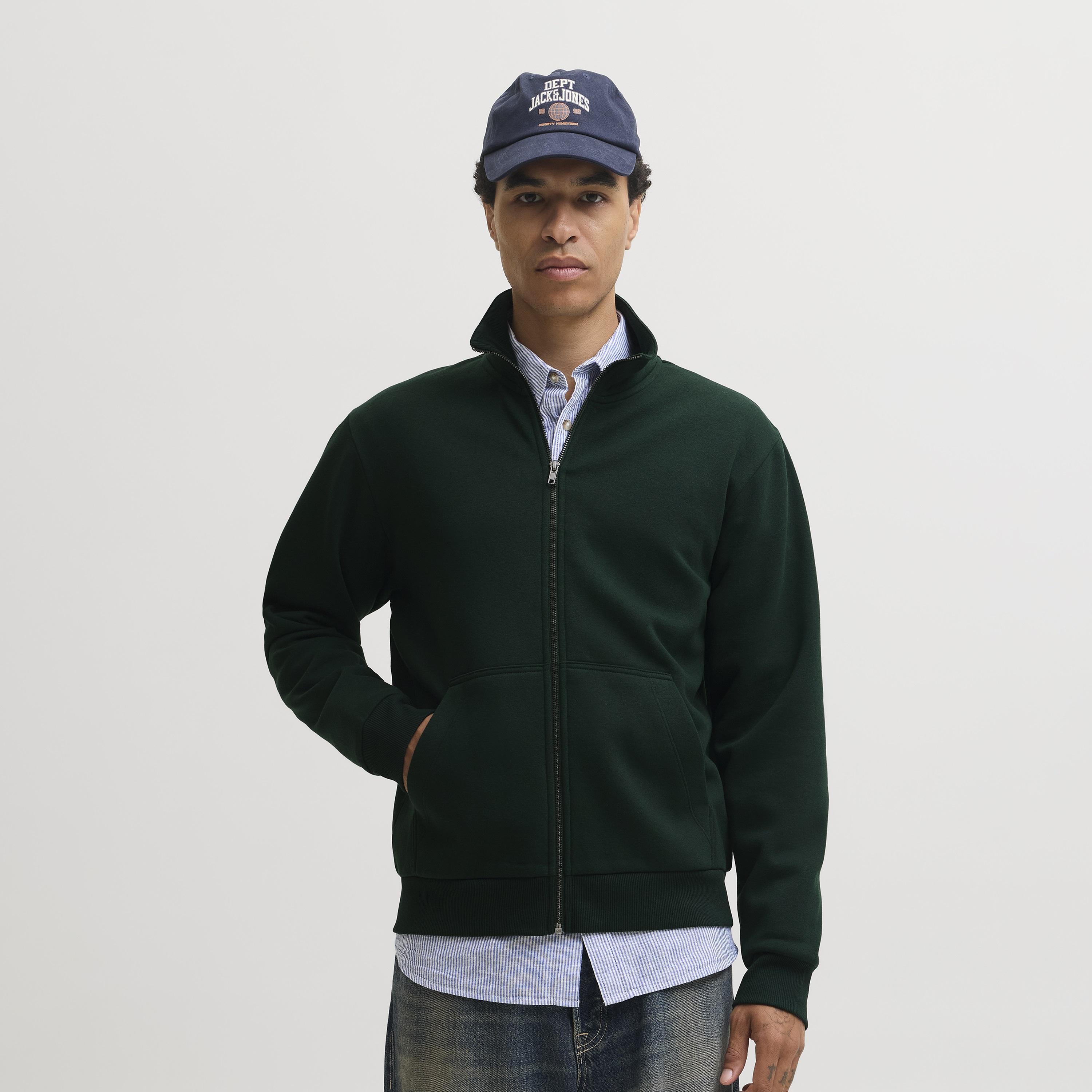 Jack & Jones Plain High Neck Long Sleeves Men's Zip Through Sweatshirt-men-winterwear-hoodiesandsweatshirts-image-17