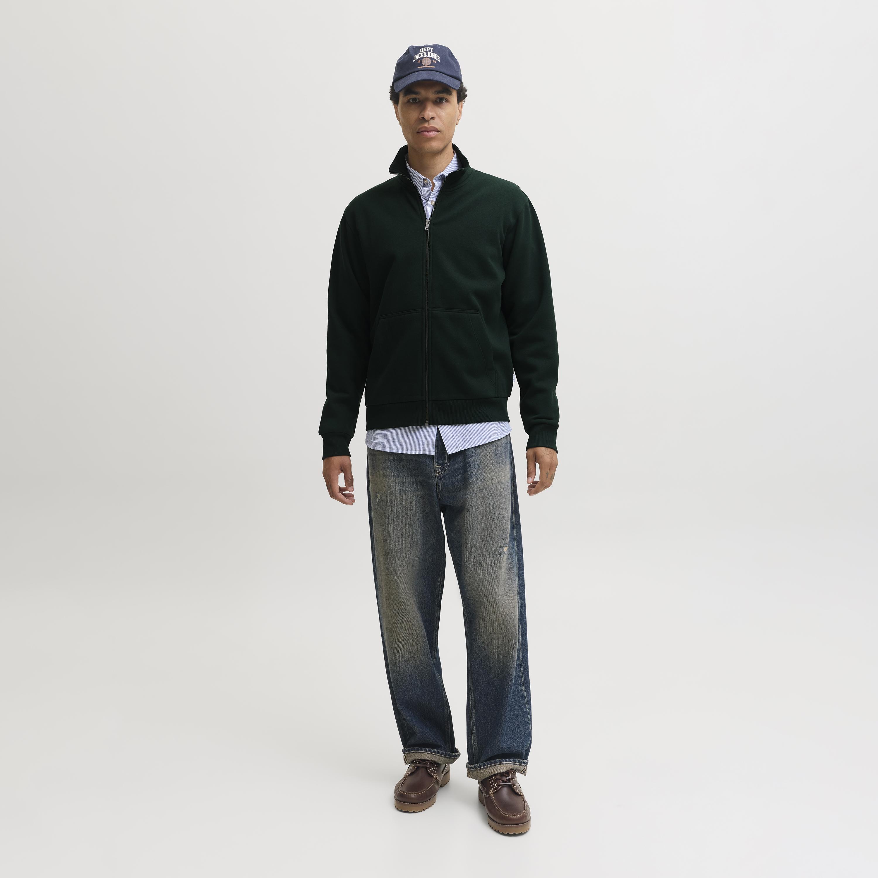 Jack & Jones Plain High Neck Long Sleeves Men's Zip Through Sweatshirt-men-winterwear-hoodiesandsweatshirts-image-18