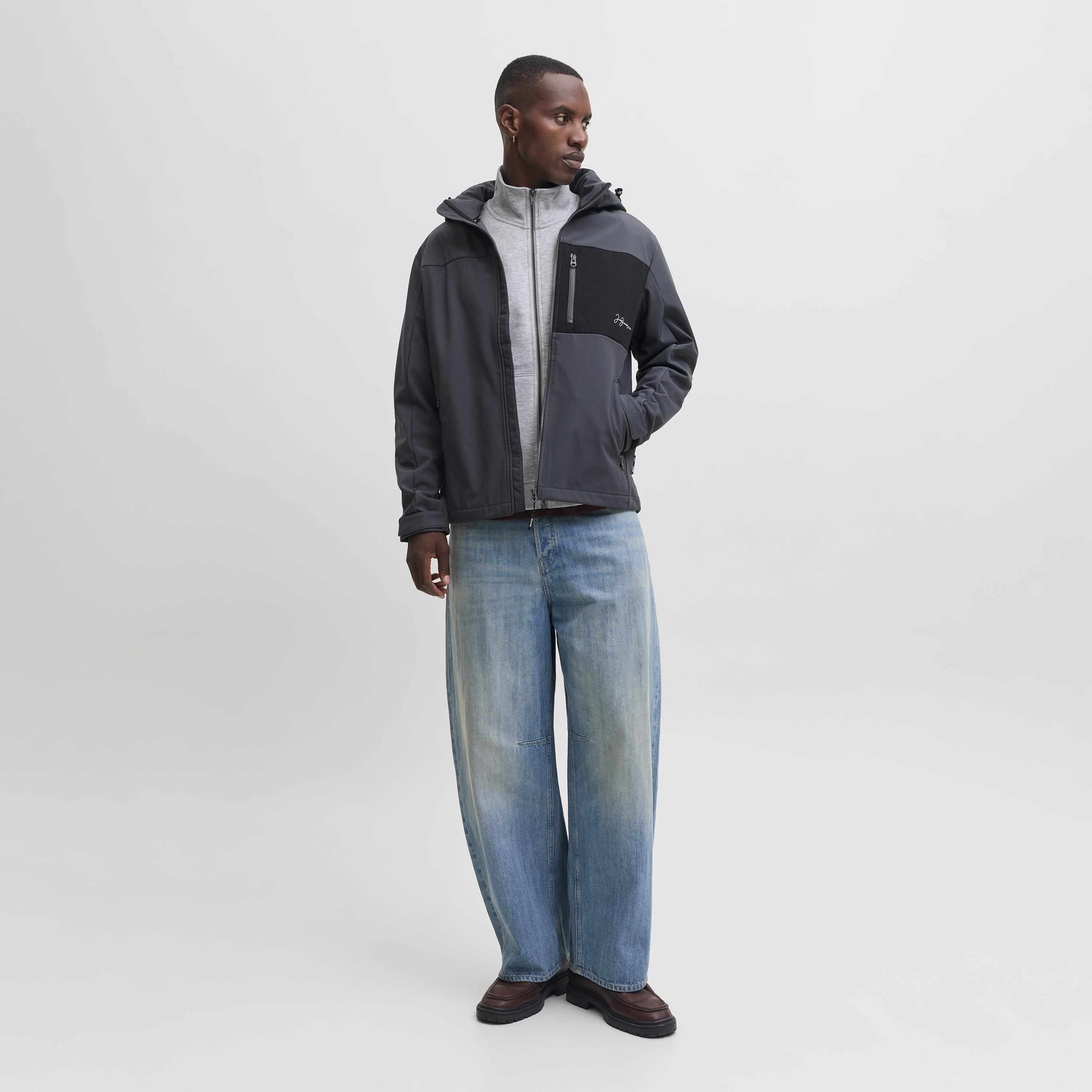 Jack & Jones Plain High Neck Long Sleeves Men's Zip Through Sweatshirt-men-winterwear-hoodiesandsweatshirts-image-2
