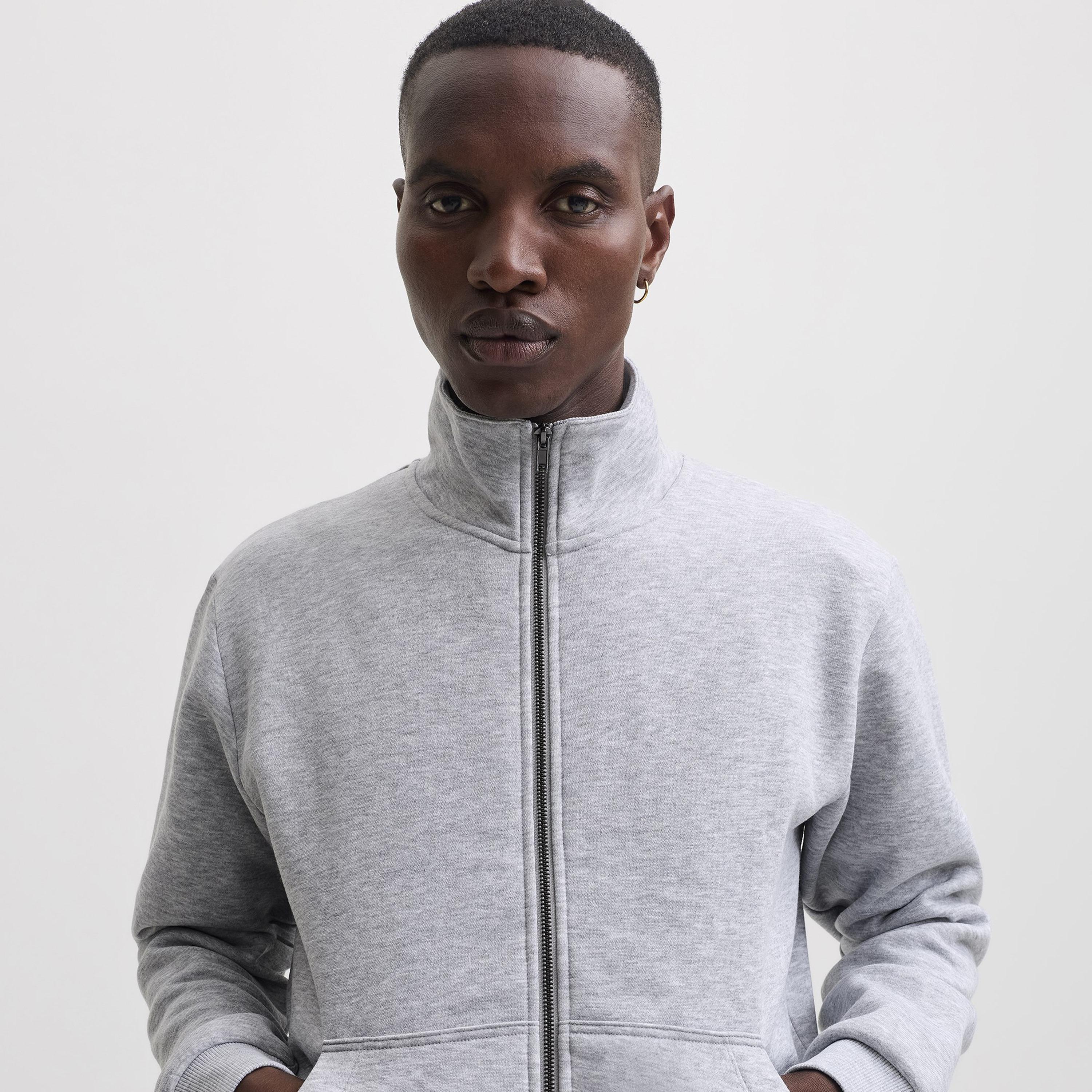 Jack & Jones Plain High Neck Long Sleeves Men's Zip Through Sweatshirt-men-winterwear-hoodiesandsweatshirts-image-3
