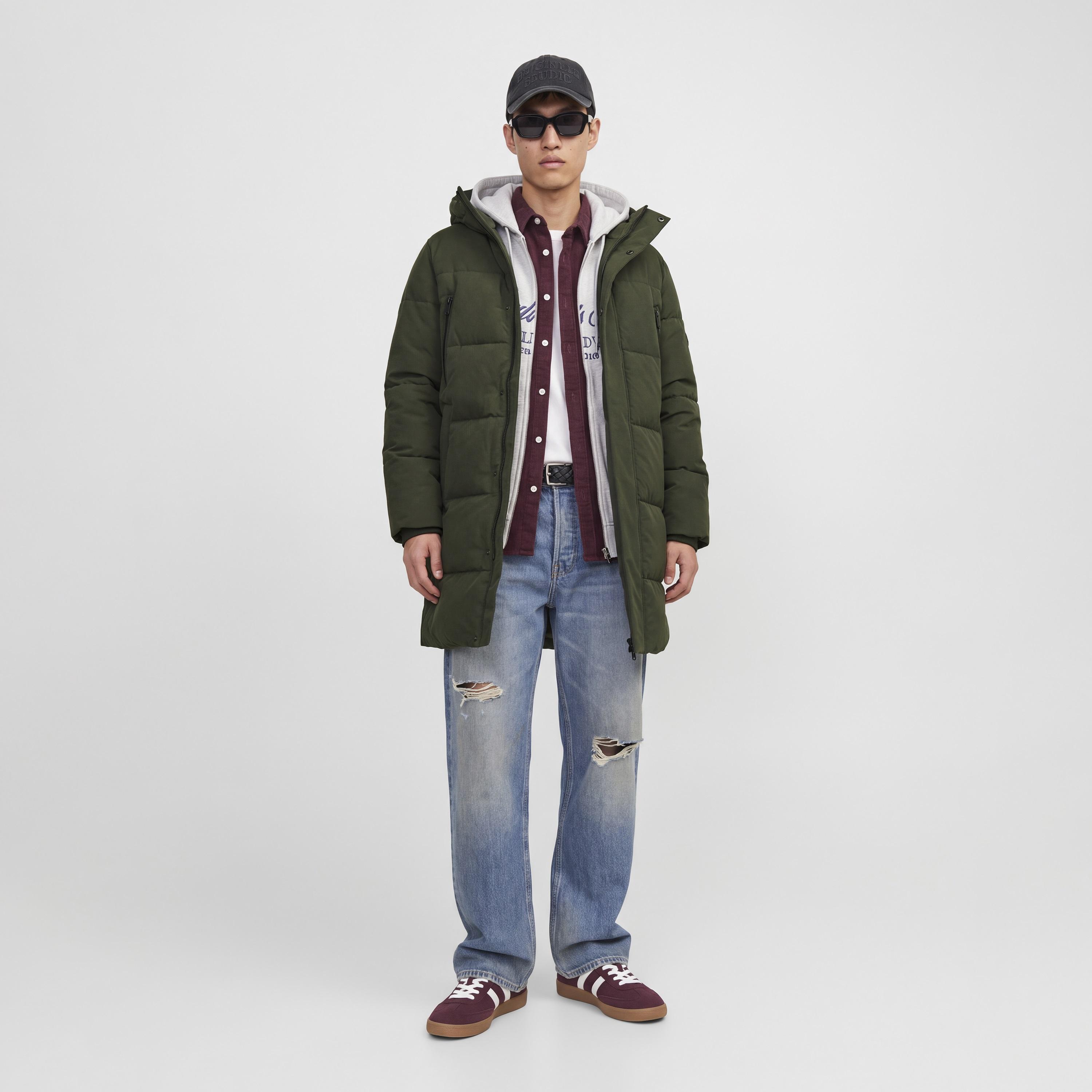 جاكيت منفوخ (بافر) رجالي جاك آند جونز سادة بغطاء رأس (هودي) وأكمام طويلة-men-clothing-jacketsandblazers-jackets-image-7