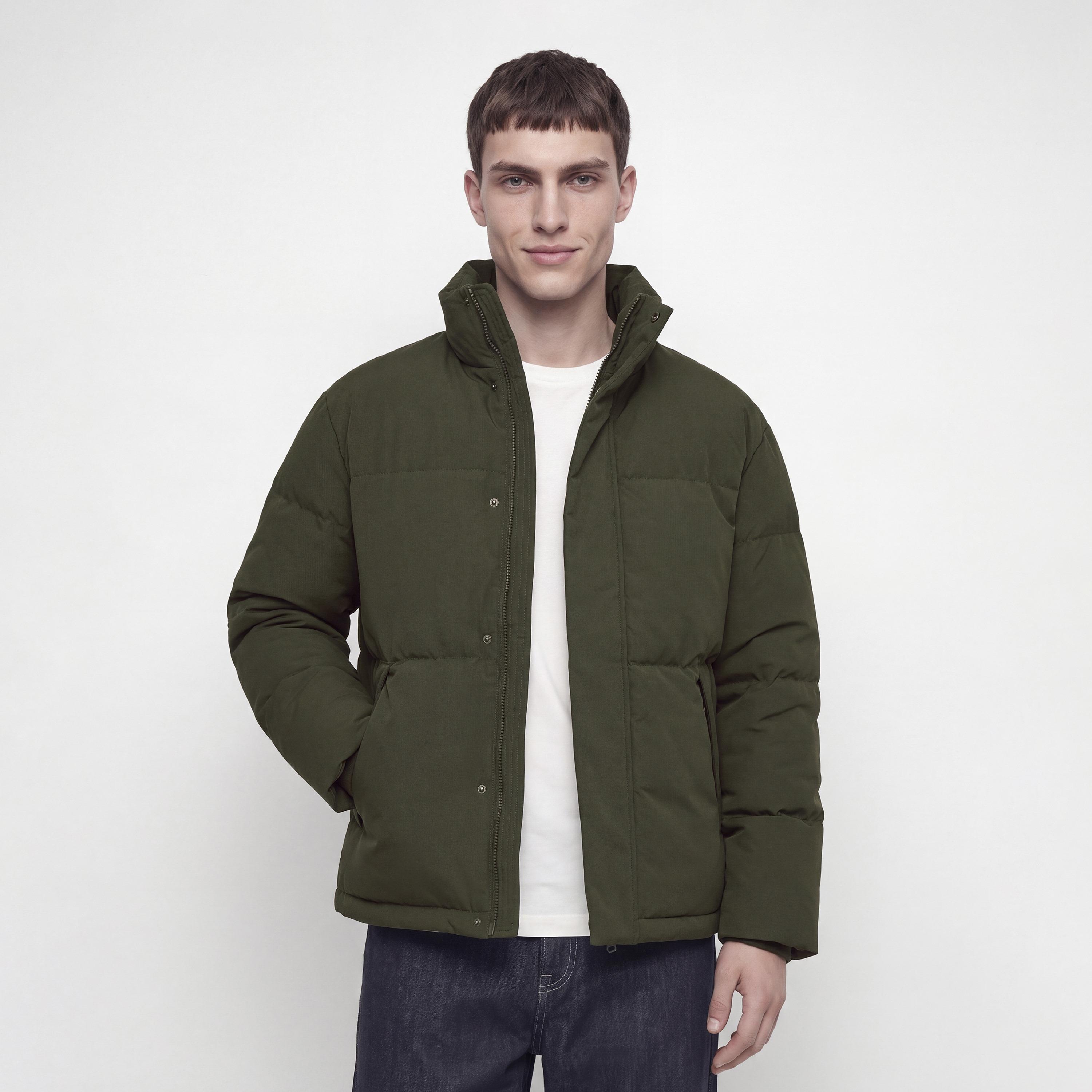 جاكيت بافر رجالي سادة بياقة عالية قائمة من جاك آند جونز-men-clothing-jacketsandblazers-jackets-image-1
