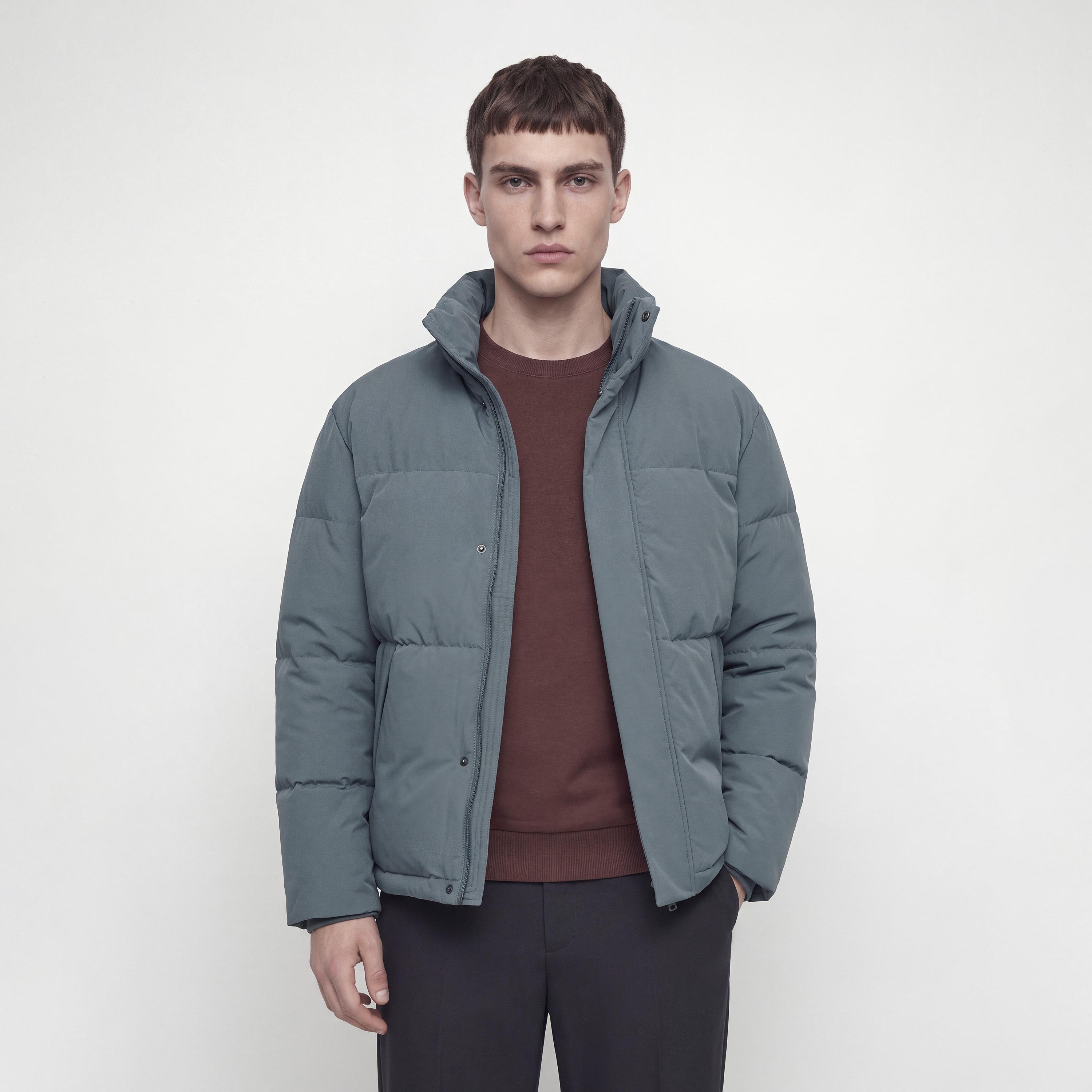 جاكيت بافر رجالي سادة بياقة عالية قائمة من جاك آند جونز-men-clothing-jacketsandblazers-jackets-image-1