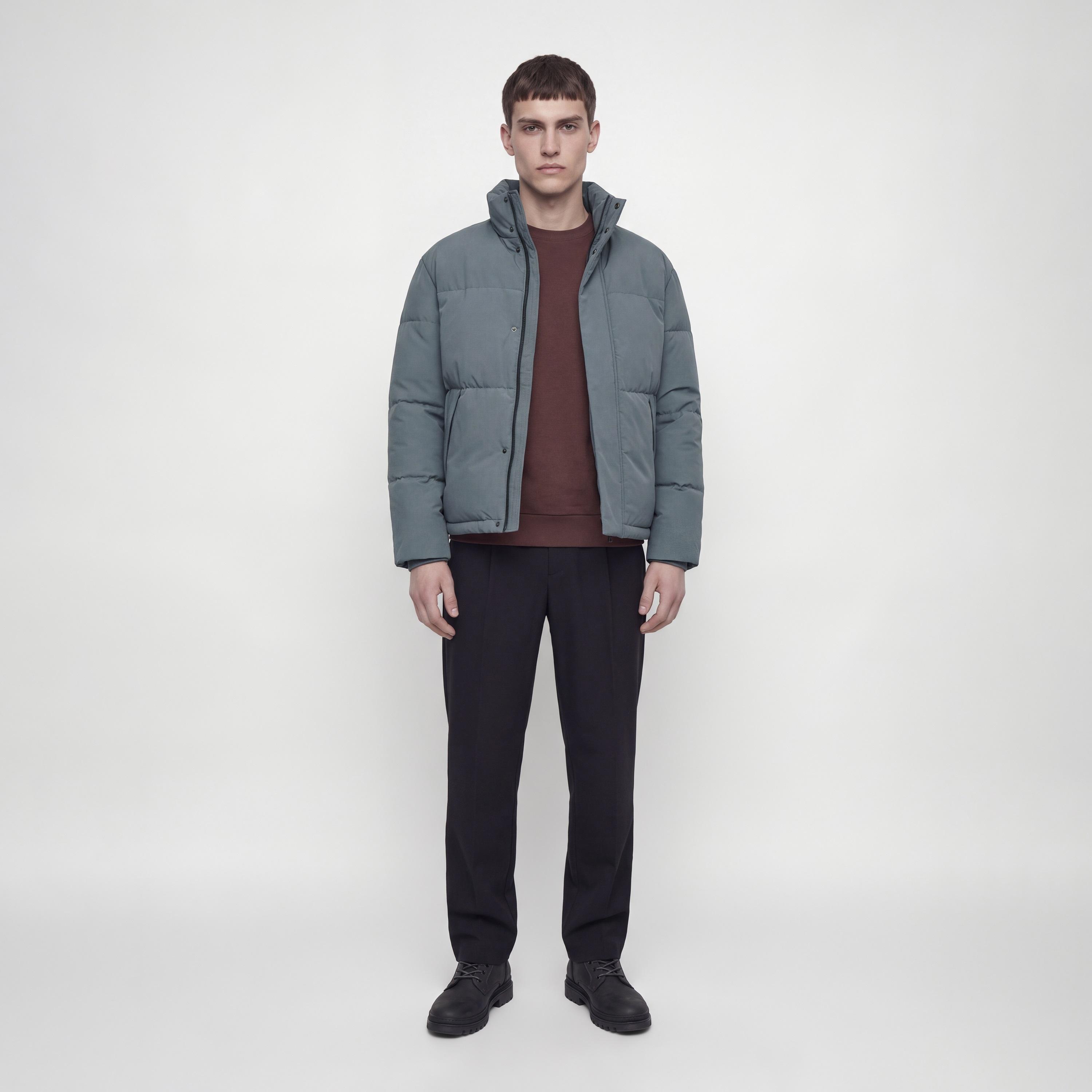 جاكيت بافر رجالي سادة بياقة عالية قائمة من جاك آند جونز-men-clothing-jacketsandblazers-jackets-image-2