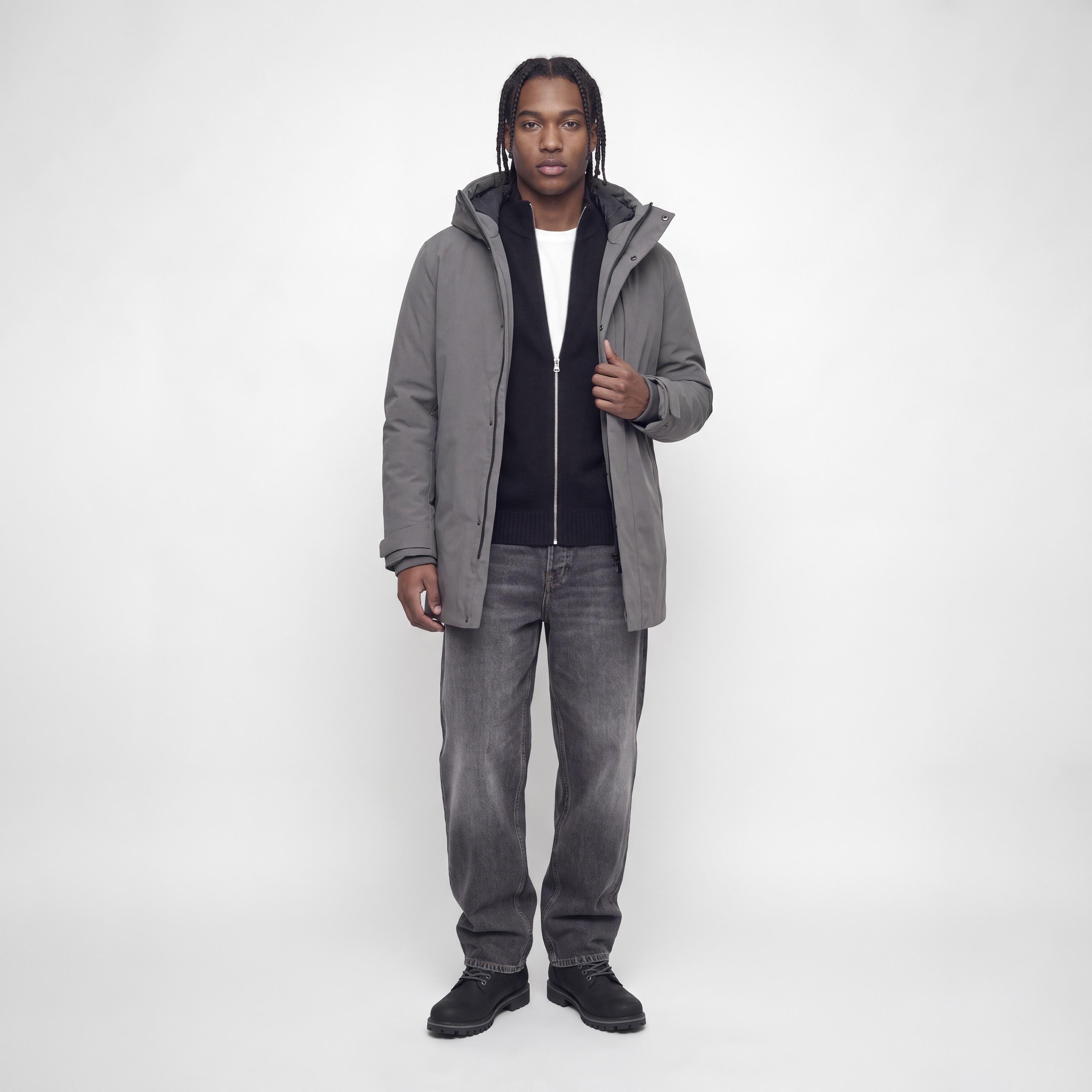 جاكيت باركا رجالي سادة بياقة بقبعة وأكمام طويلة من جاك آند جونز-men-clothing-jacketsandblazers-jackets-image-7