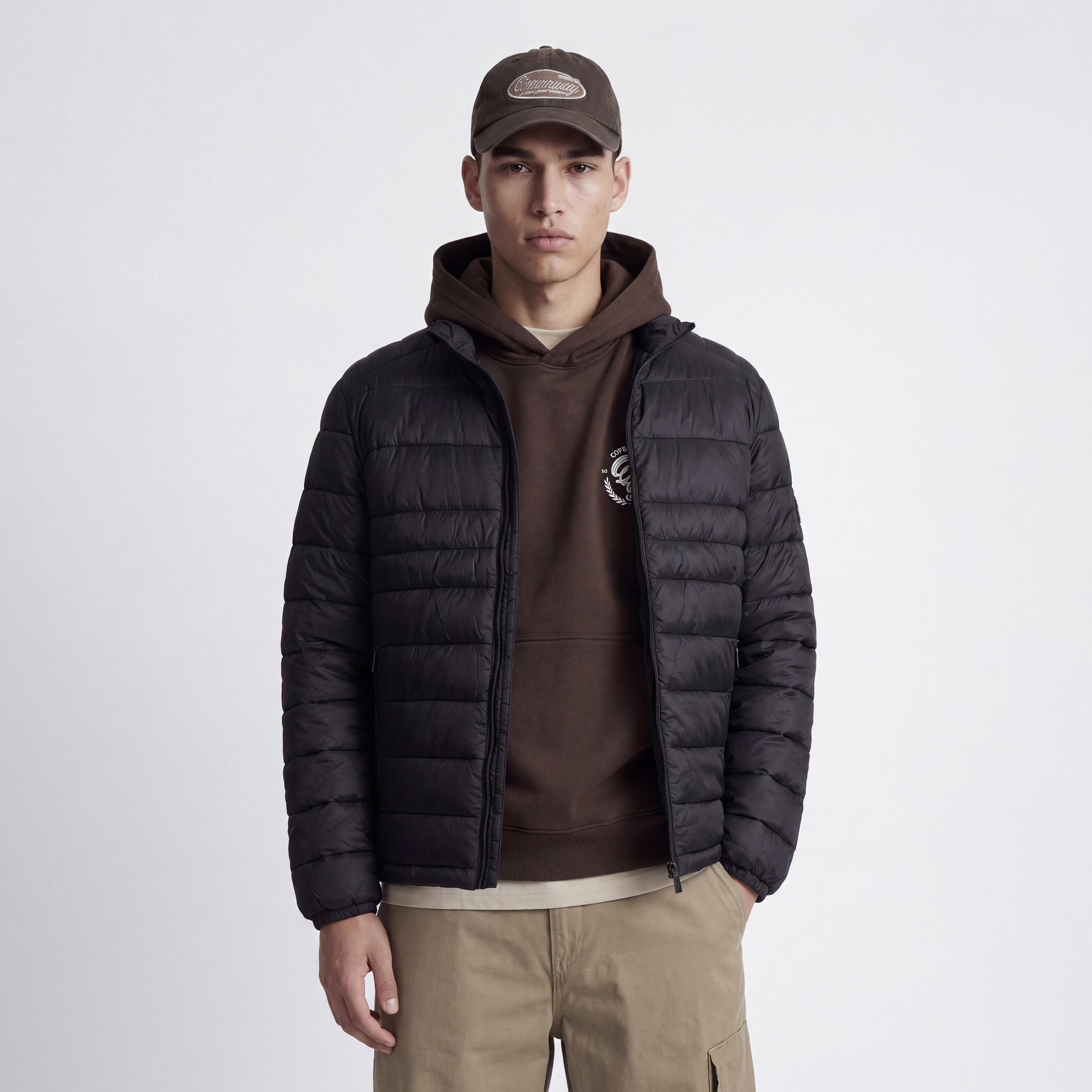 Jack & Jones Plain High Stan Up Collar Long Sleeves Men's Quilted Jacket-men-clothing-jacketsandblazers-jackets-image-1