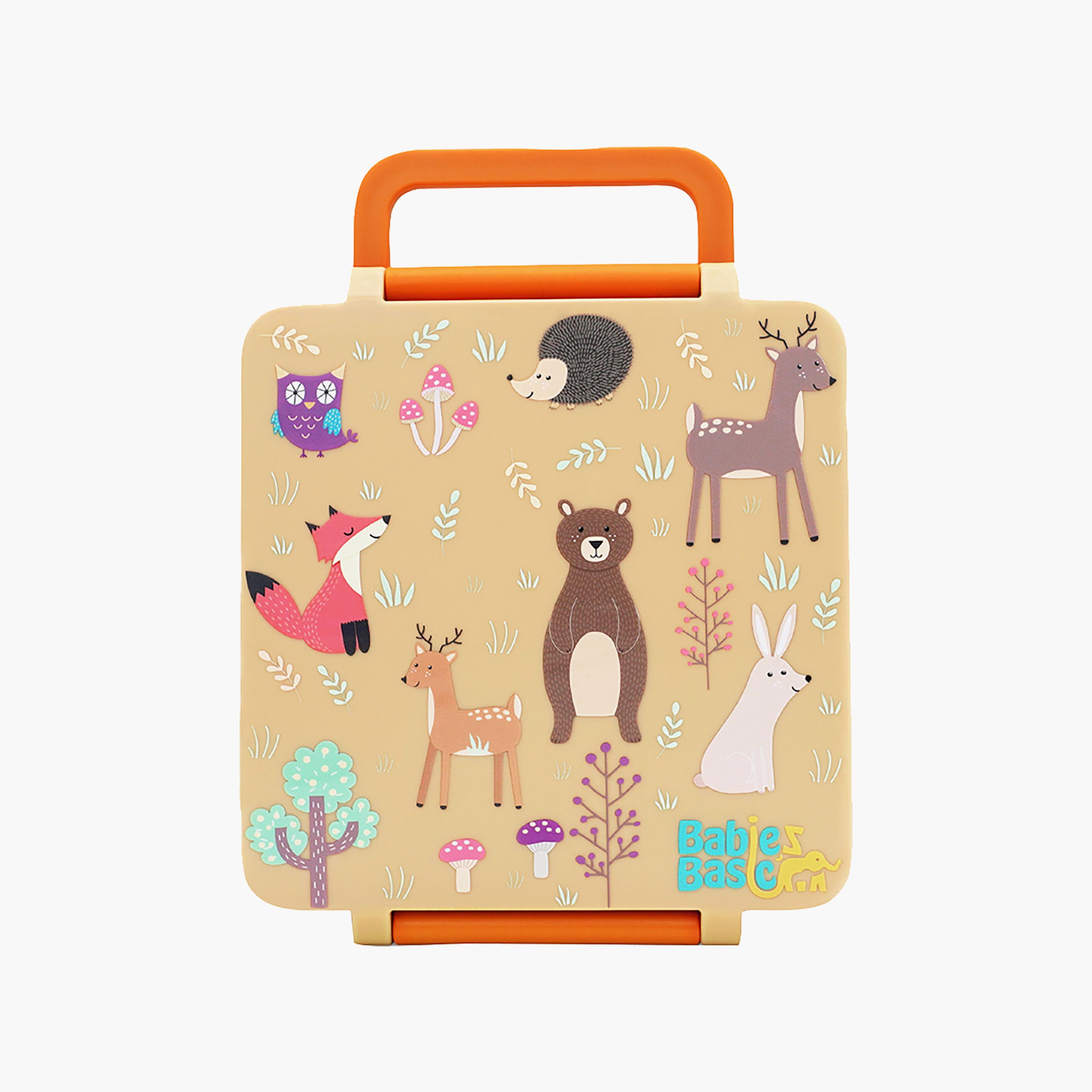Babies Basic Animals 4-Piece Insulated Bento Lunch Box Set with Snack Box & Spoon - 1600 ml-school-lunchessentials-lunchboxes-image-2