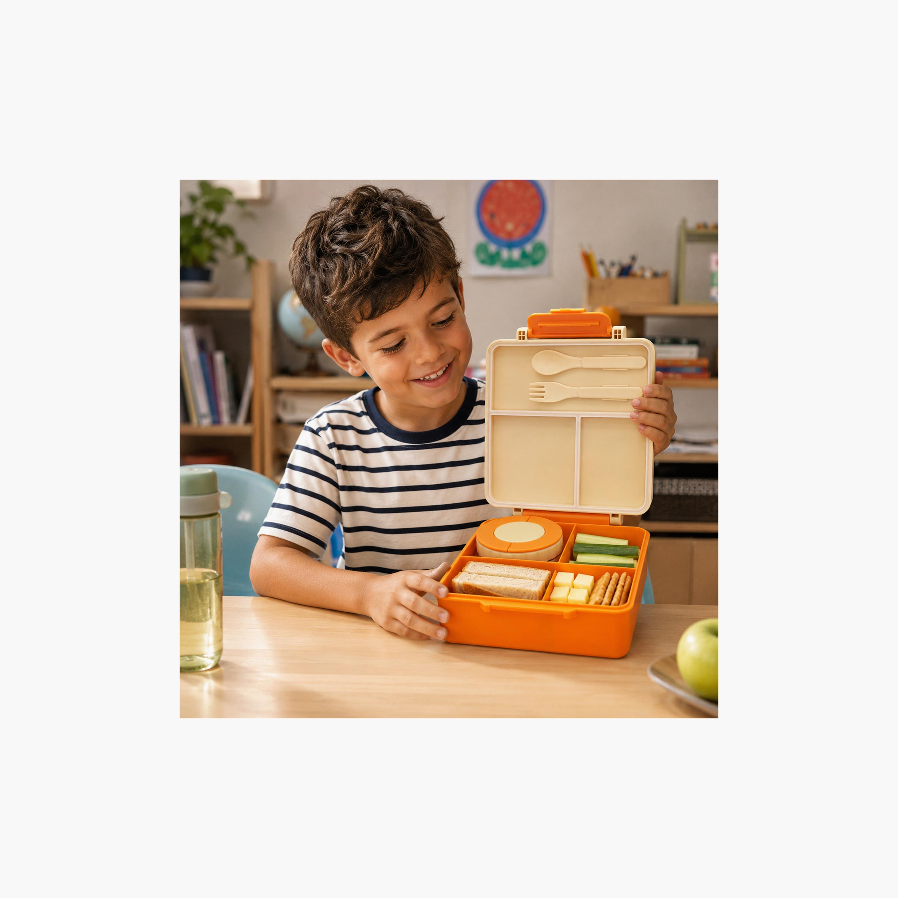 Babies Basic Animals 4-Piece Insulated Bento Lunch Box Set with Snack Box & Spoon - 1600 ml-school-lunchessentials-lunchboxes-image-6