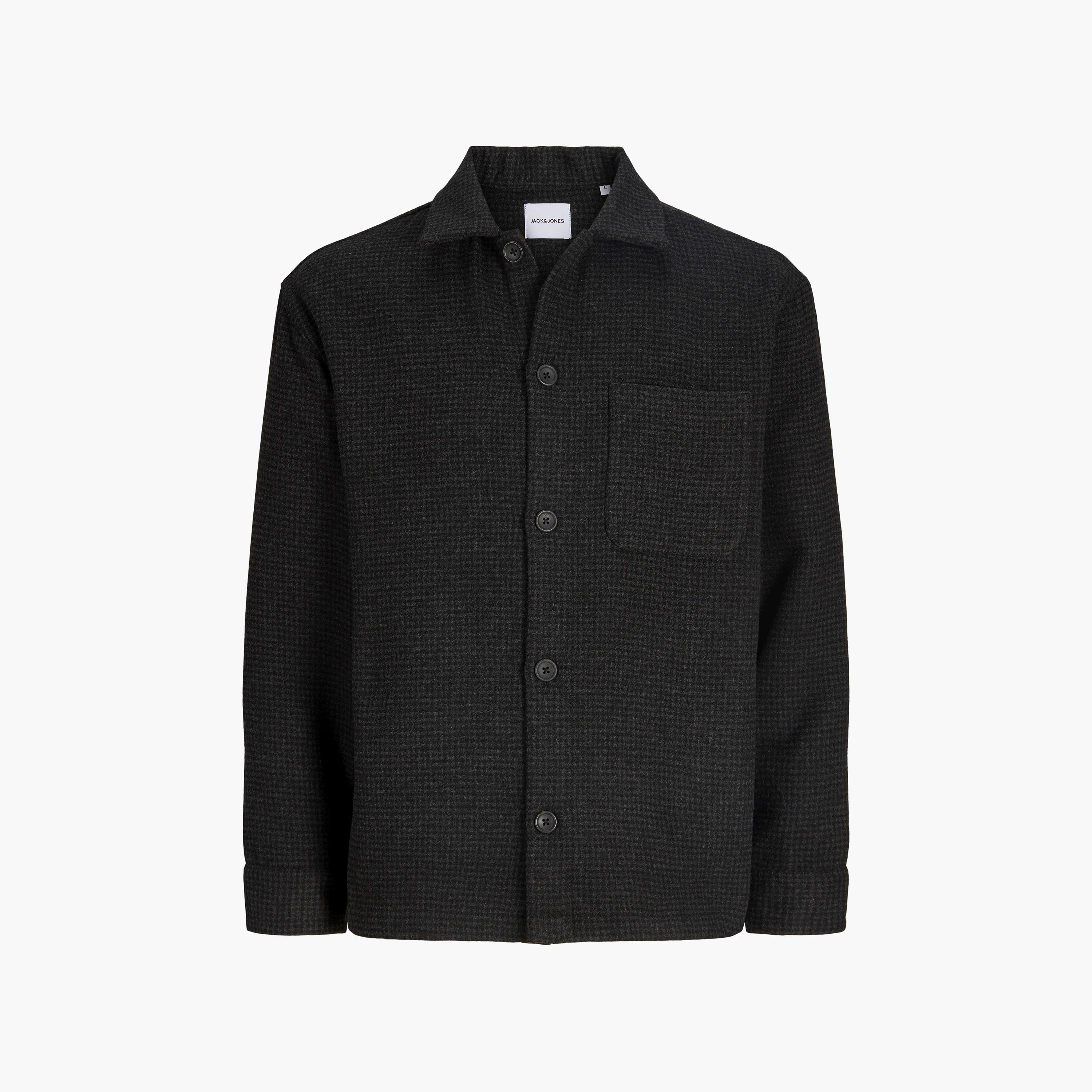 شاكيت رجالي فضفاض بنقشة كاروهات دقيقة وياقة سبريد وأكمام طويلة من جاك آند جونز-men-clothing-shirts-image-5