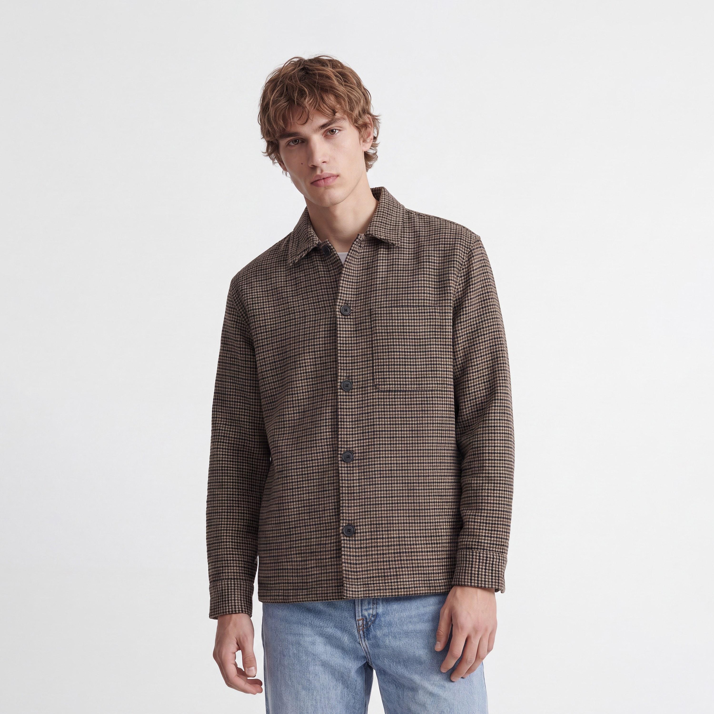 Jack & Jones Relaxed Fit Patterned Collared Long Sleeves Men's Shacket-men-clothing-shirts-image-1