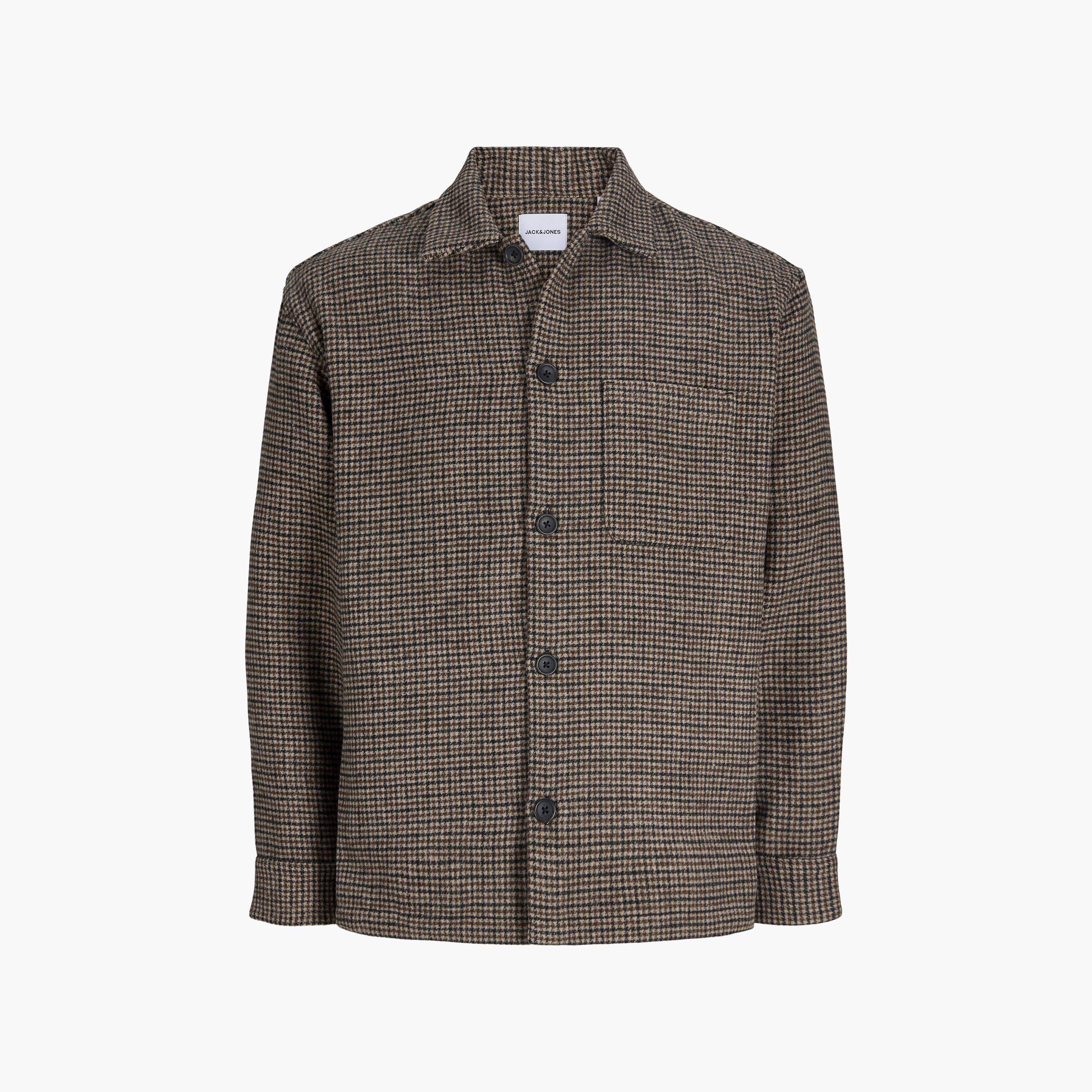 Jack & Jones Relaxed Fit Patterned Collared Long Sleeves Men's Shacket-men-clothing-shirts-image-5