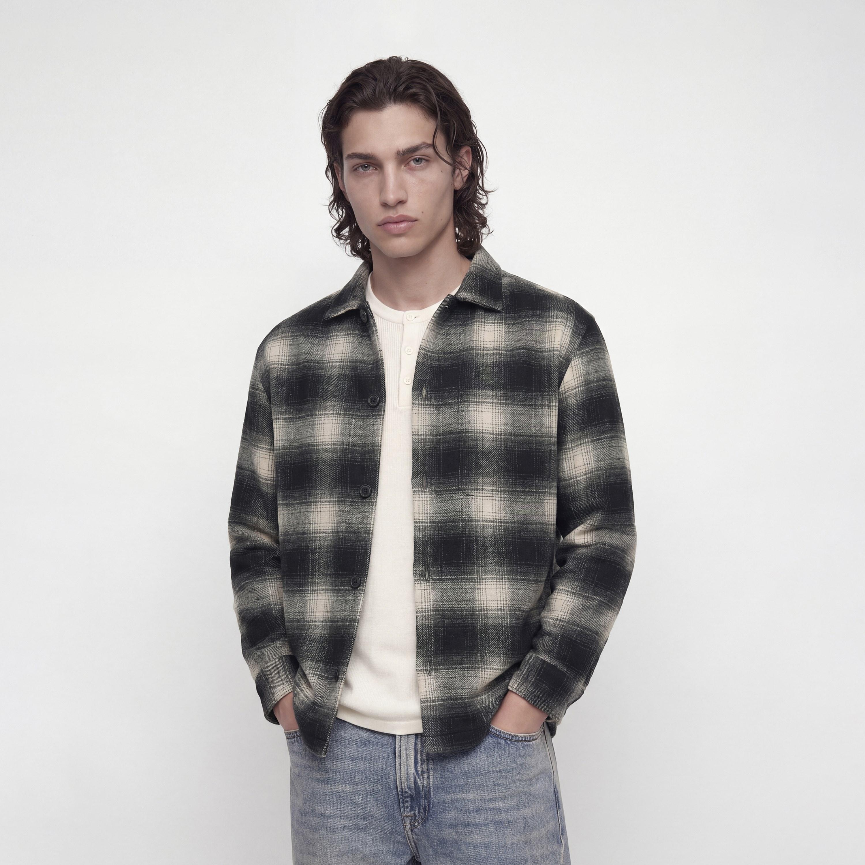 Jack & Jones Relaxed Fit Checked Spread Collar Long Sleeves Men's Shacket-men-clothing-shirts-image-7