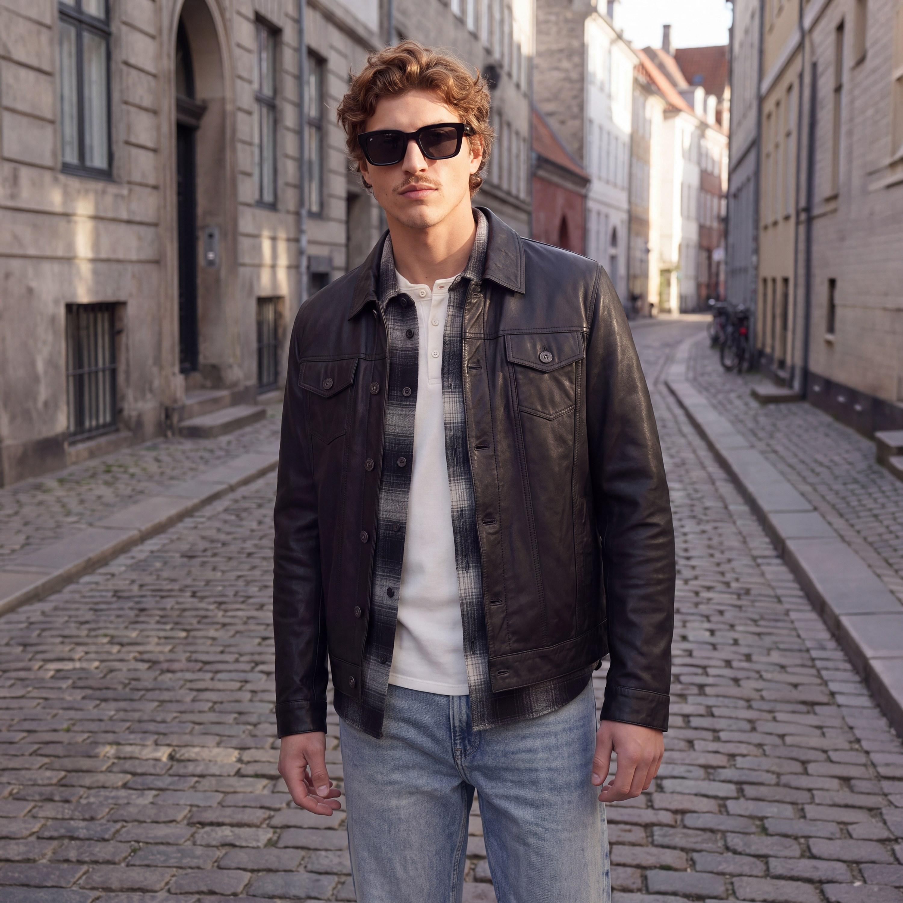 Jack & Jones Relaxed Fit Checked Spread Collar Long Sleeves Men's Shacket-men-clothing-shirts-image-9