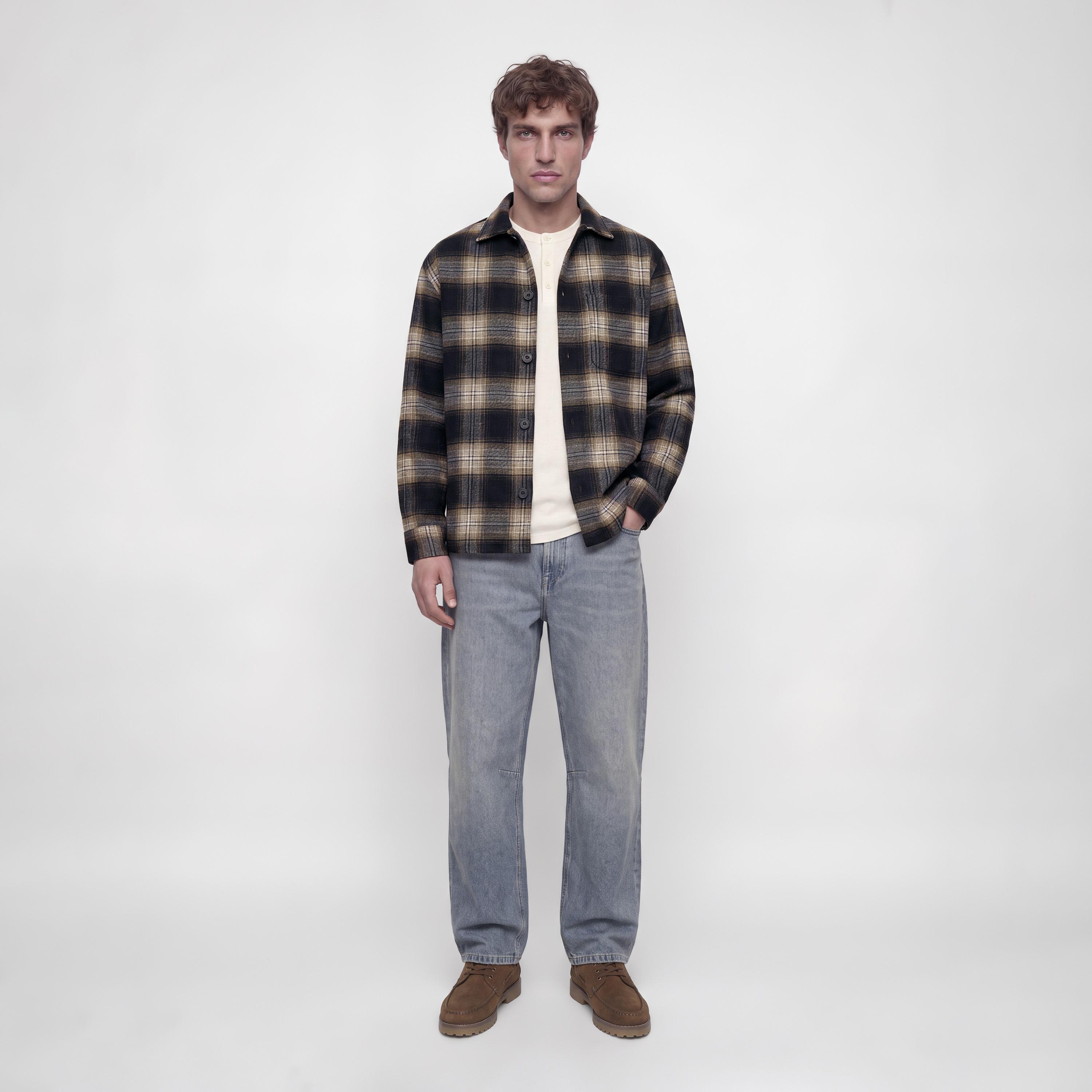 Jack & Jones Relaxed Fit Checked Spread Collar Long Sleeves Men's Shacket-men-clothing-shirts-image-2