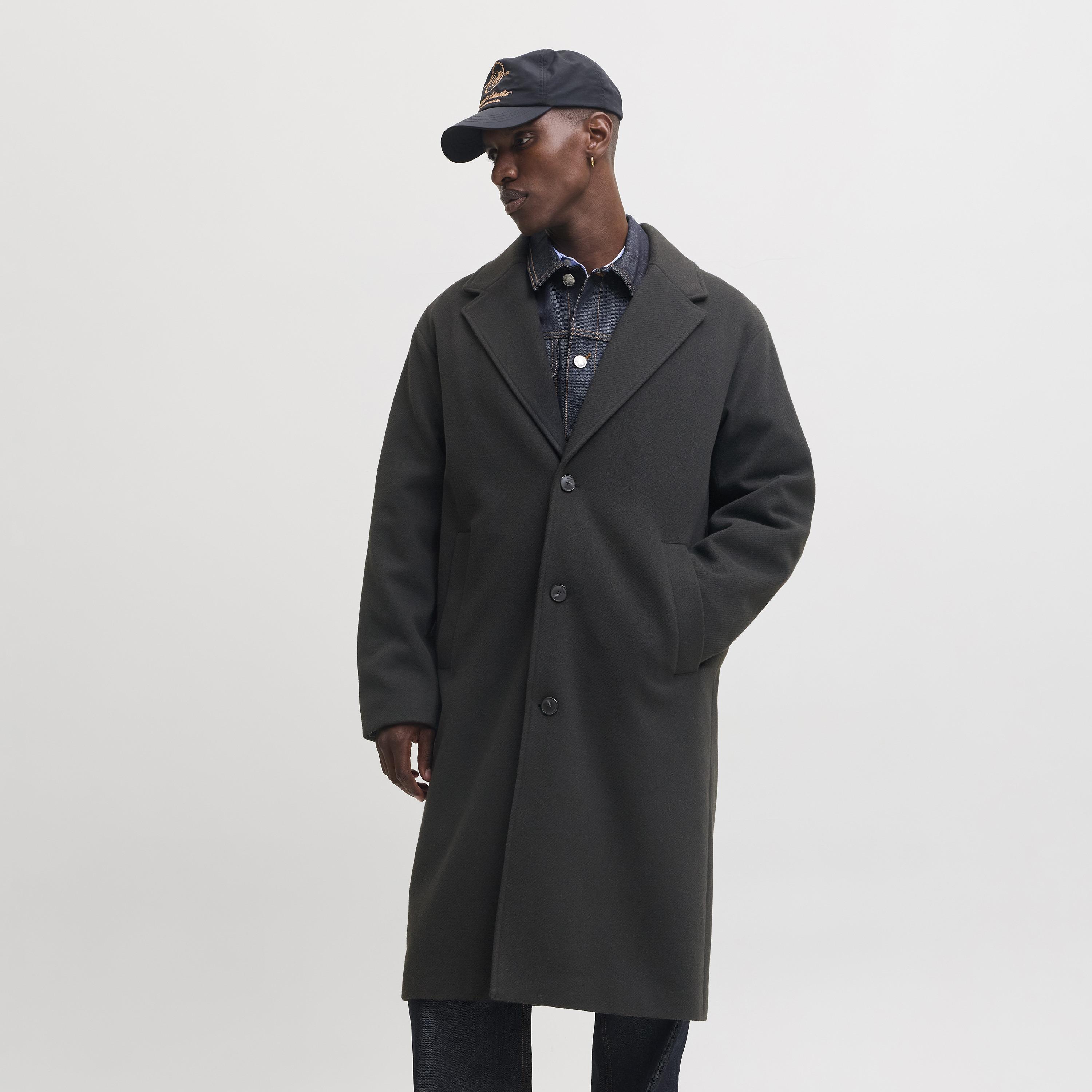 معطف رجالي بأكمام طويلة وياقة مطوية نوتش بملمس بارز من جاك آند جونز-men-winterwear-jacketsandblazers-image-1