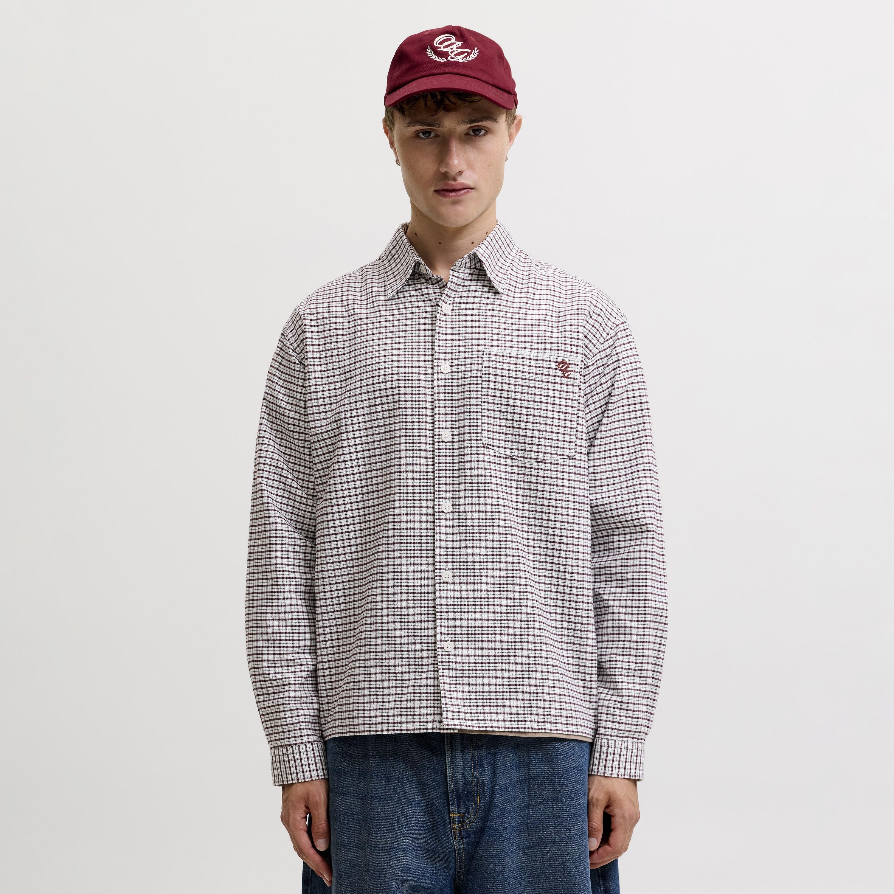 قميص رجالي بقصة ريلاكسد فيت بنقشة الكاروهات بياقة وأكمام طويلة من جاك آند جونز-men-clothing-shirts-image-1