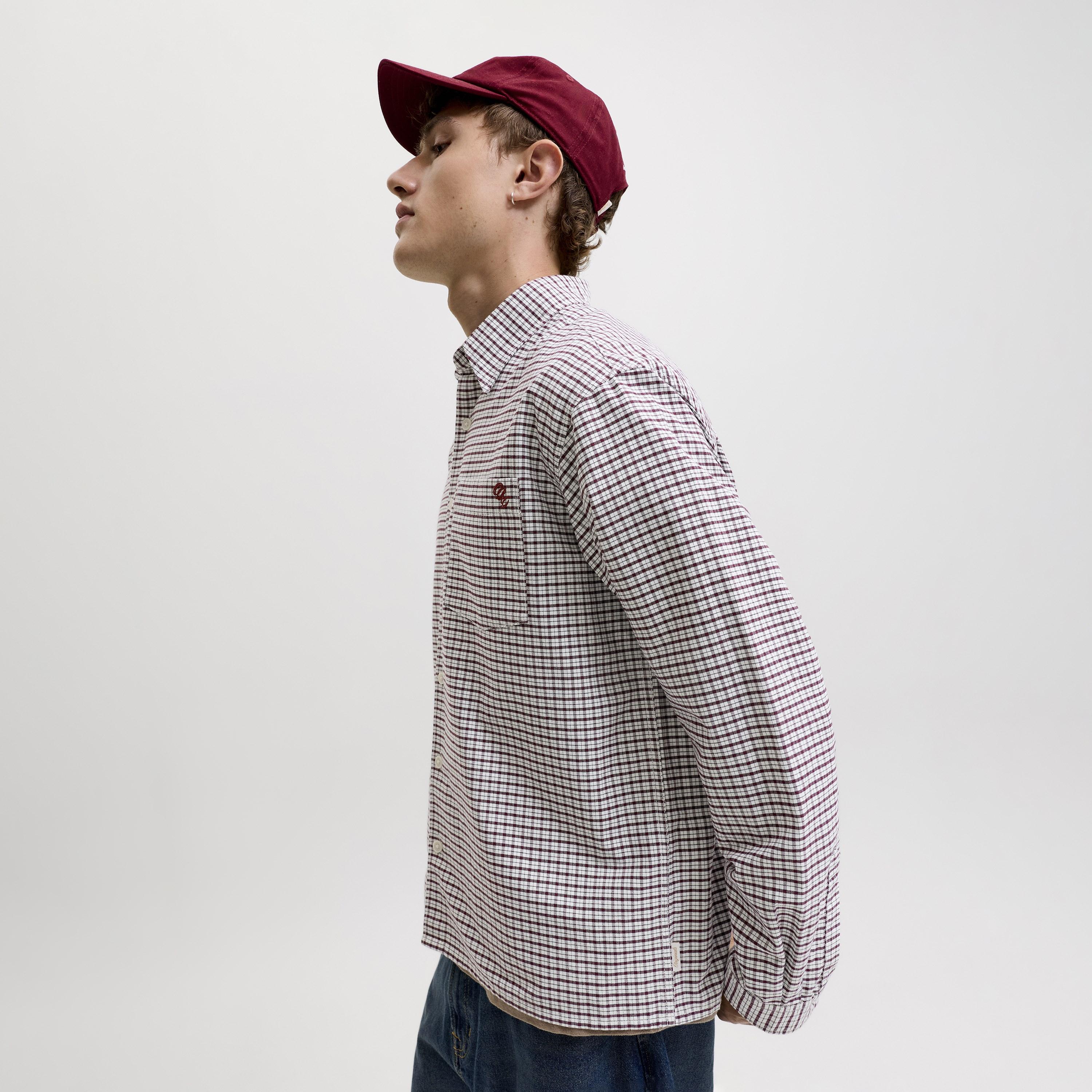 قميص رجالي بقصة ريلاكسد فيت بنقشة الكاروهات بياقة وأكمام طويلة من جاك آند جونز-men-clothing-shirts-image-5