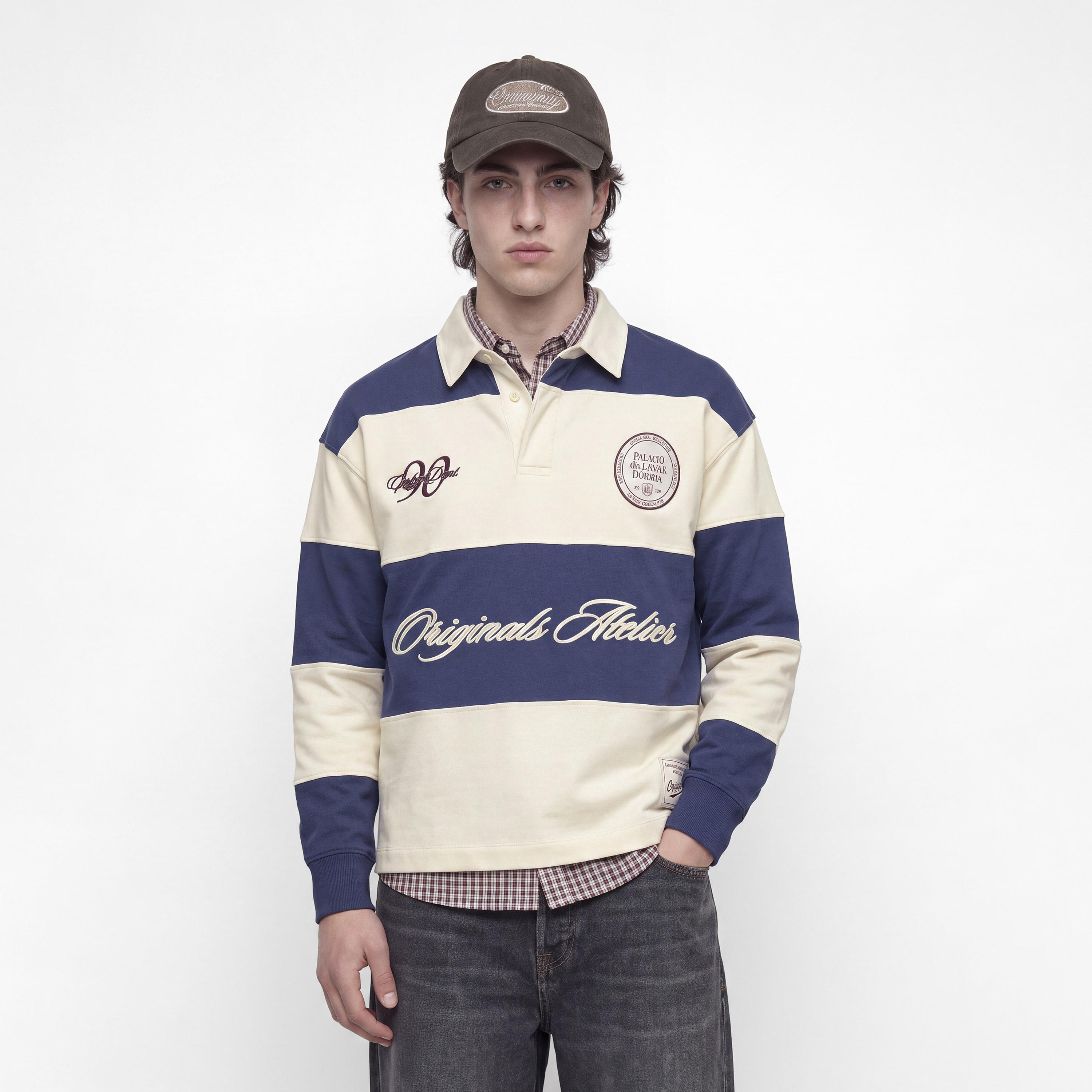 Jack & Jones Striped Polo Collar Long Sleeves Men's Rugby Sweatshirt-men-winterwear-hoodiesandsweatshirts-image-1