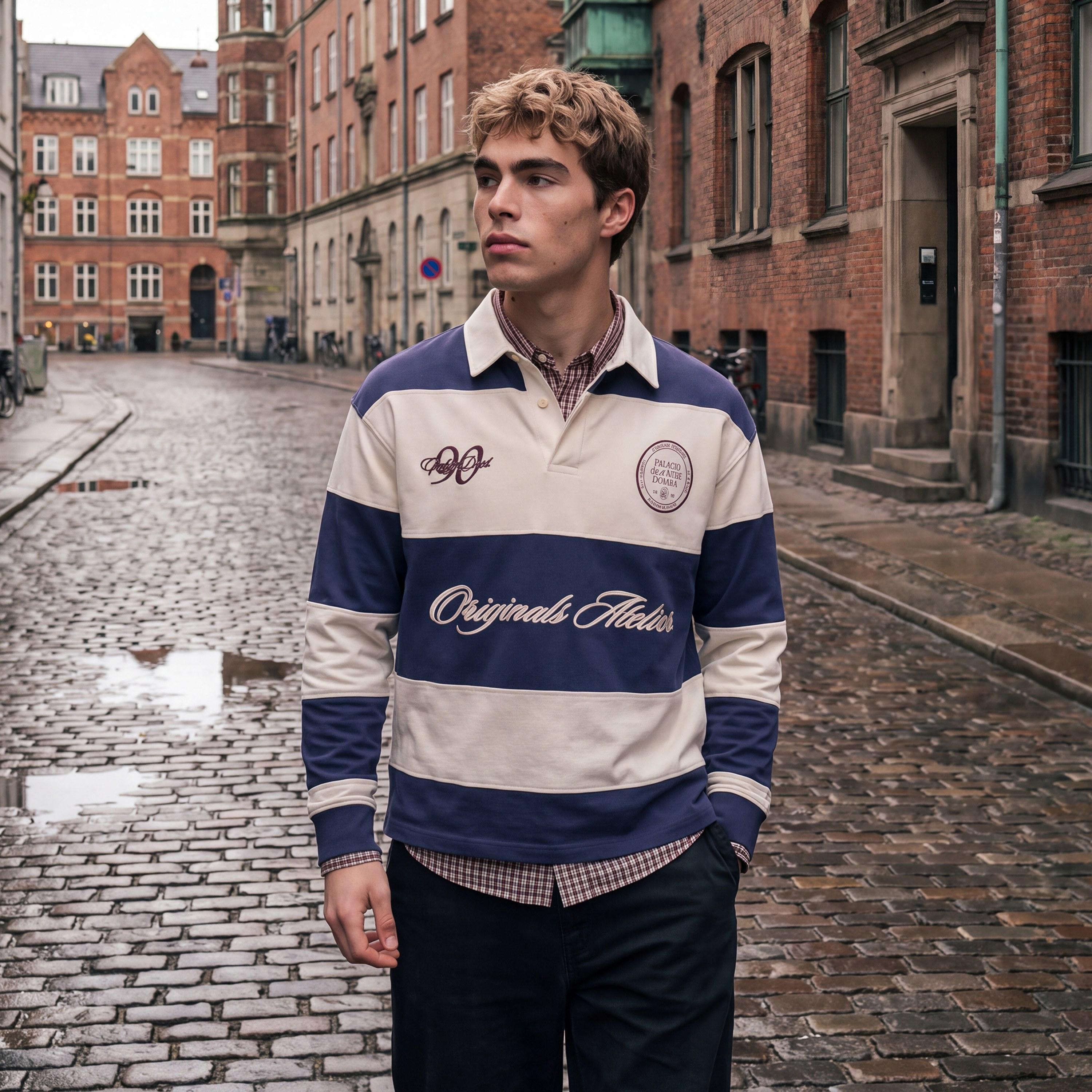 Jack & Jones Striped Polo Collar Long Sleeves Men's Rugby Sweatshirt-men-winterwear-hoodiesandsweatshirts-image-3