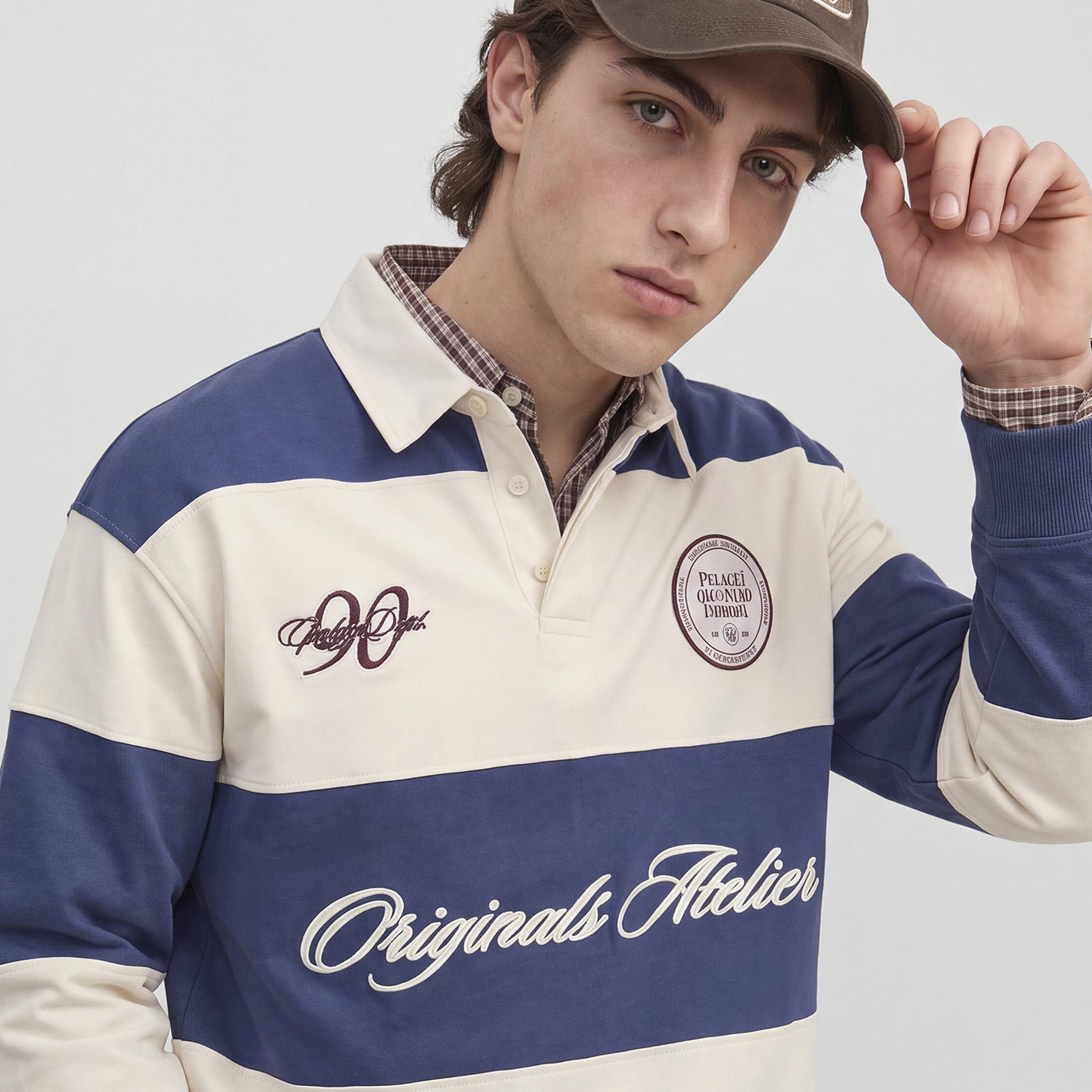 Jack & Jones Striped Polo Collar Long Sleeves Men's Rugby Sweatshirt-men-winterwear-hoodiesandsweatshirts-image-4