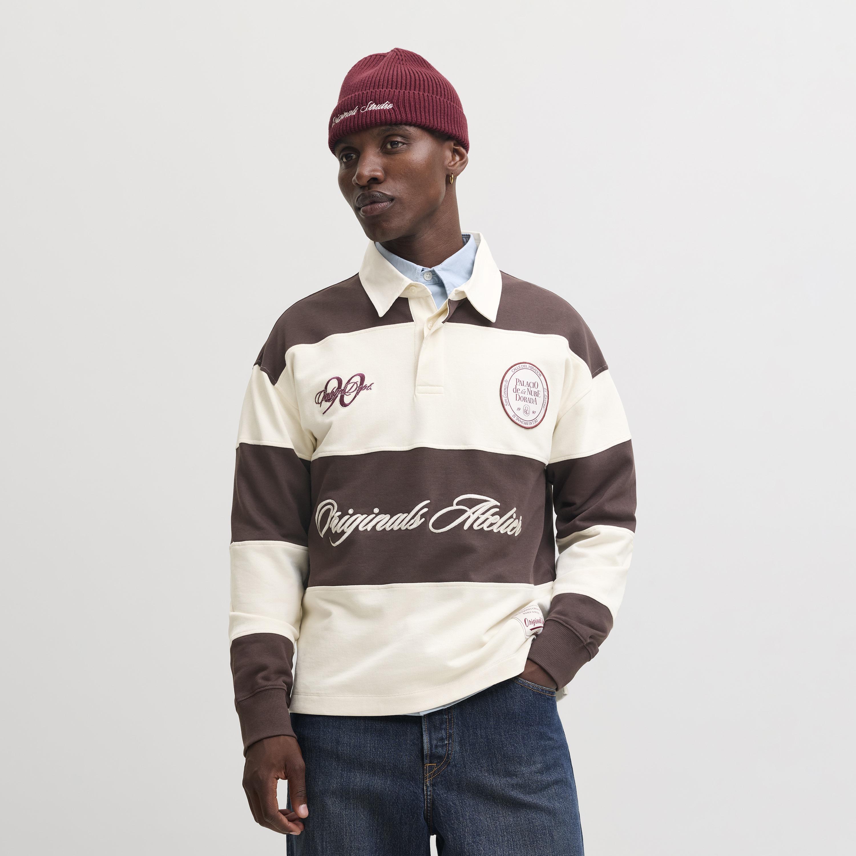 Jack & Jones Striped Polo Collar Long Sleeves Men's Rugby Sweatshirt-men-winterwear-hoodiesandsweatshirts-image-1